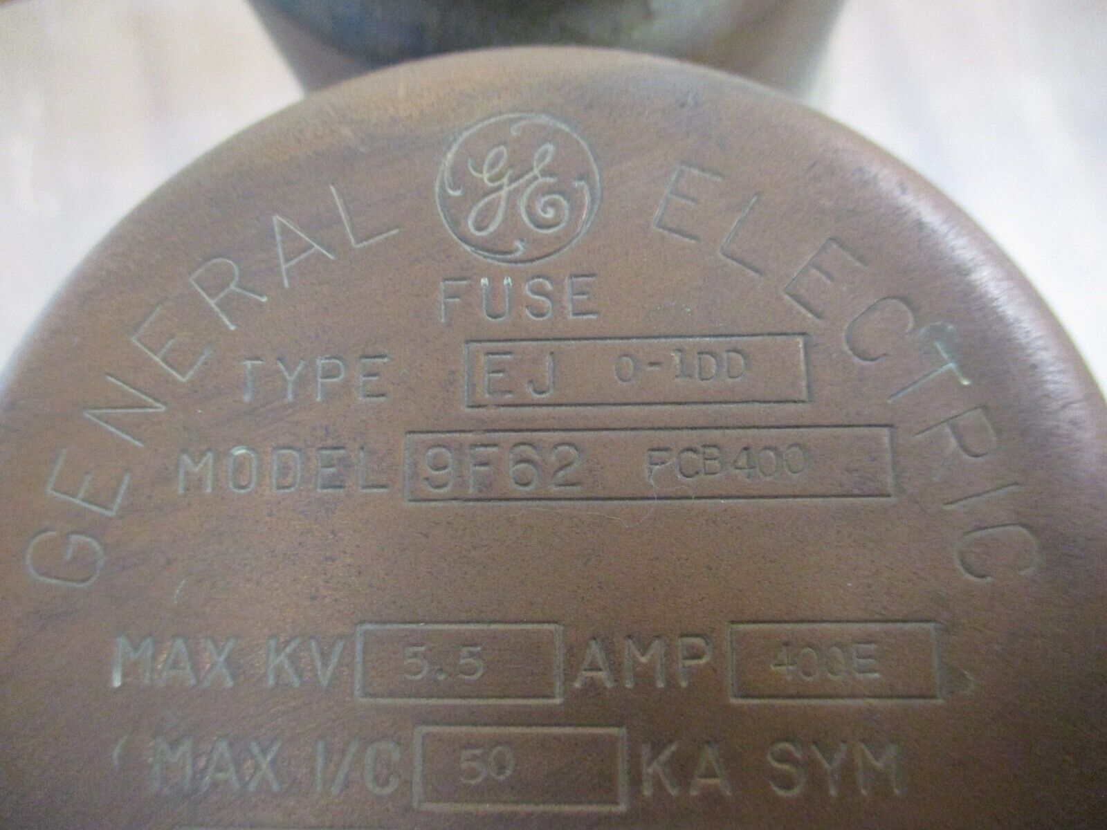 GE Type EJ 0-1DD Fuse 9F62 FCB400 5.5kV 400E 60Hz Used
