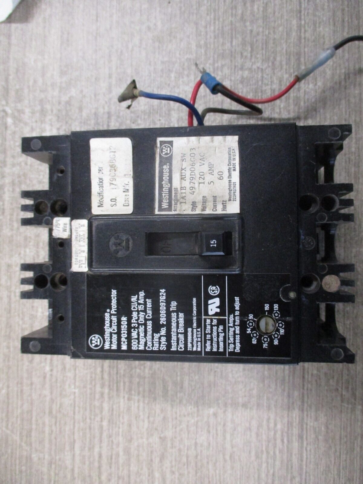 Westinghouse Motor Protector Circuit Breaker MCP03150R Trip: 50-150A 600V 3P