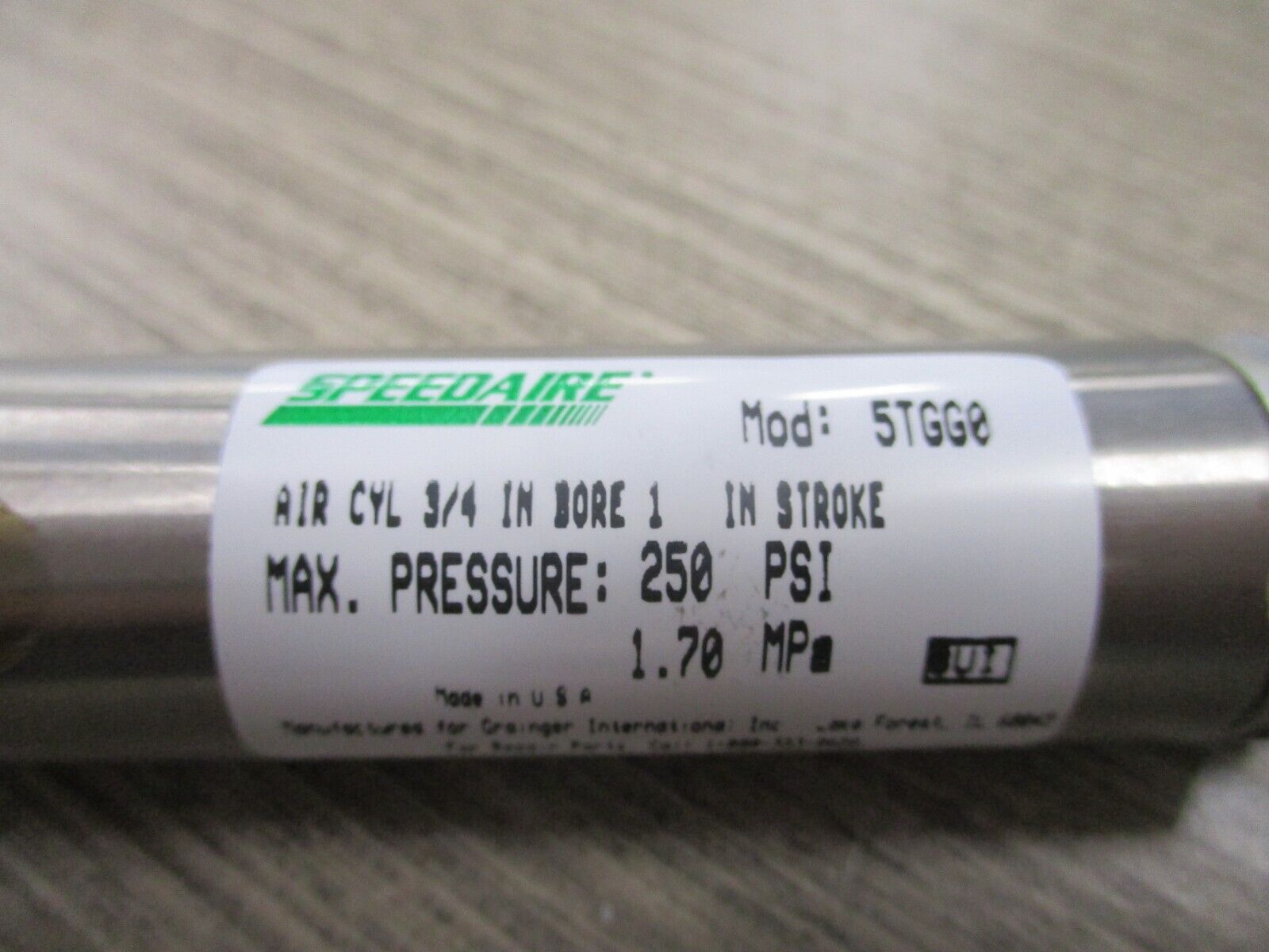 Speedaire Air Cylinder 5TGG0 3/4" Bore 1" Stroke 250 PSI New Surplus