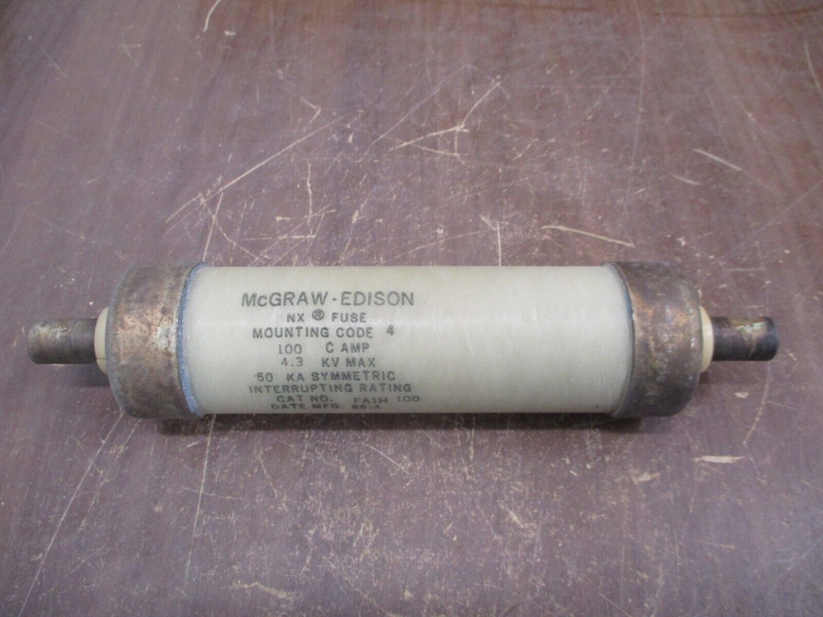 McGraw-Edison NX Fuse FA1H 100 100A 4.3kV Used