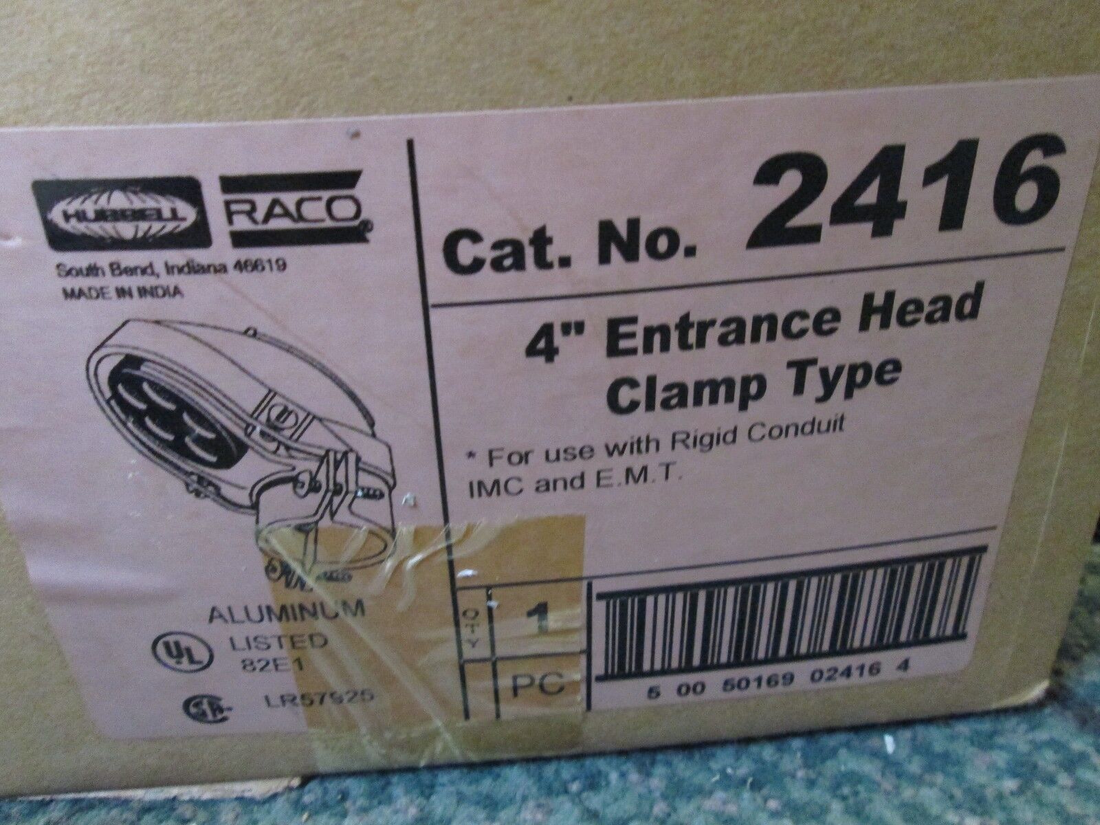 Raco Entrance Head Clamp Type 2416 Size 4" Aluminum Body New Surplus