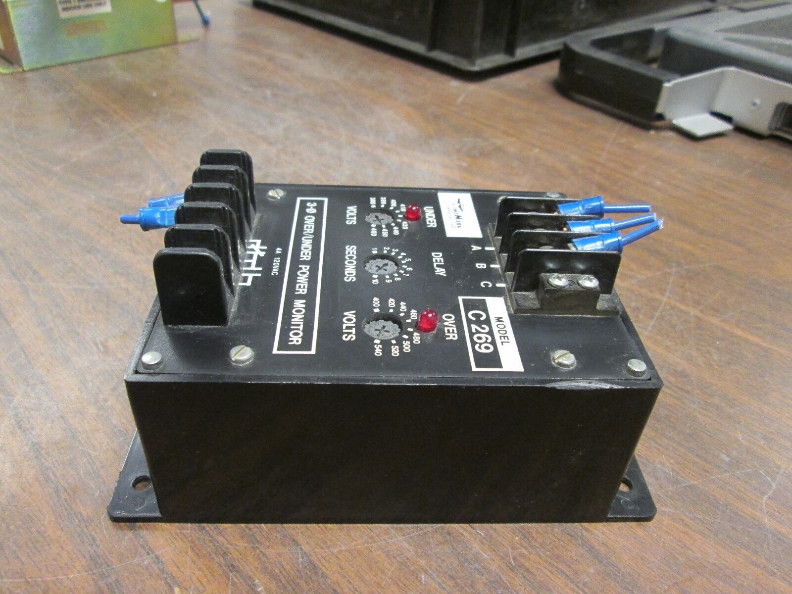 Time Mark Power Monitor C269 4A 120V Under 380-460V Over: 400-540V Used