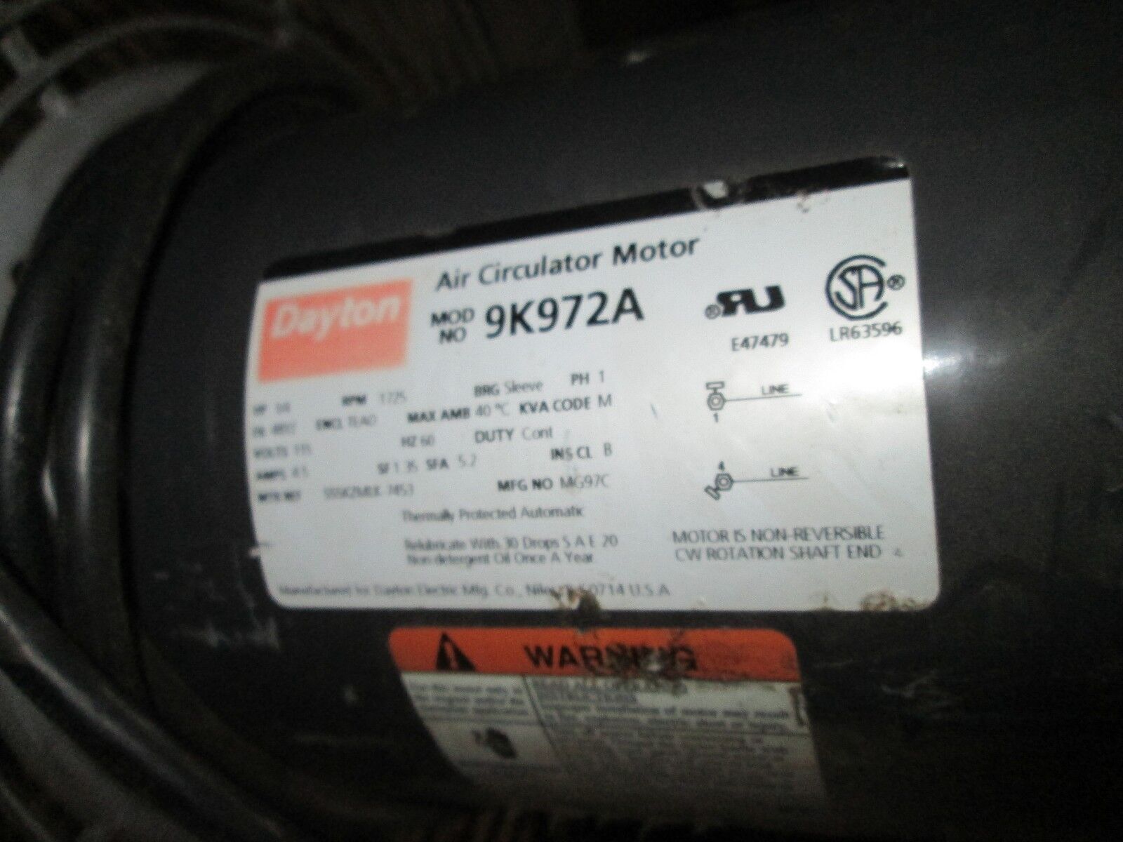 Dayton Exhaust Fan 3C218E 24" fan w/ Mount Motor: 9K972A 1/4HP 1Ph 115V Used