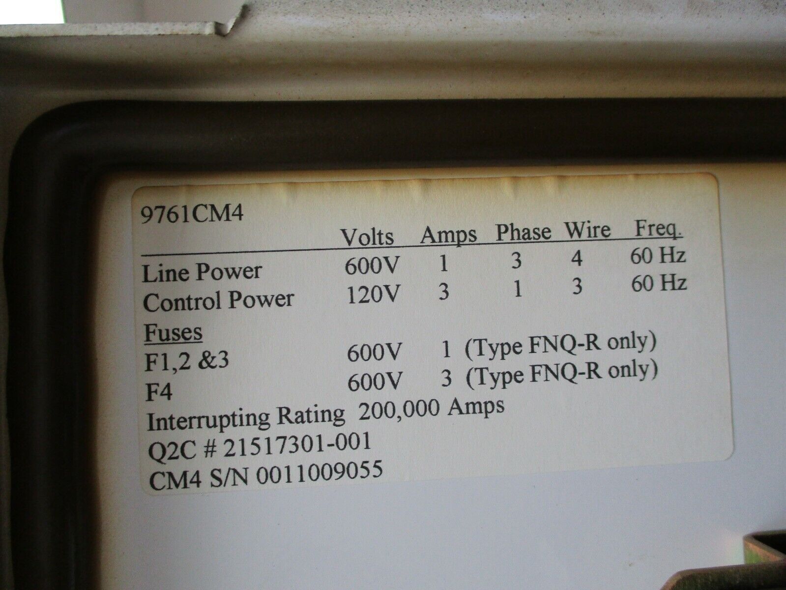 Square D PowerLogic Circuit Monitor System 9761CM4 600V 3Ph 1A 4W 60Hz Used