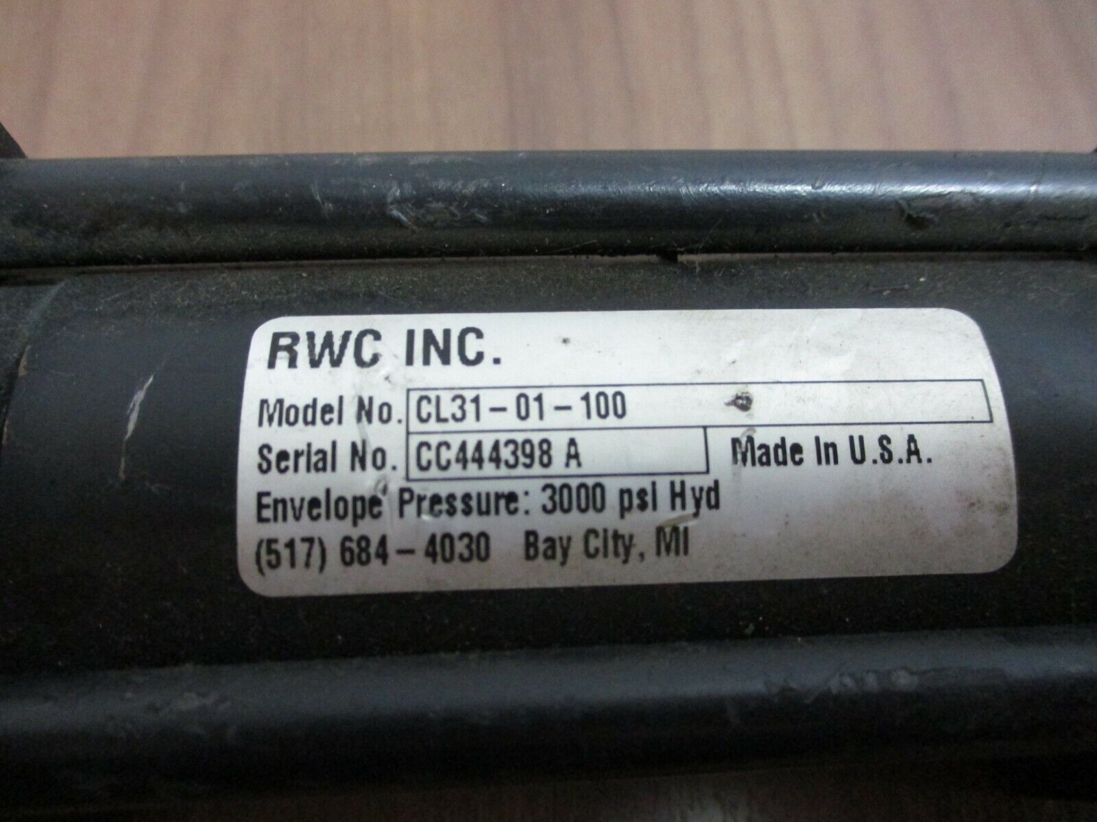 RWC Hydraulic Cylinder CL31-01-100 3000 PSI Used
