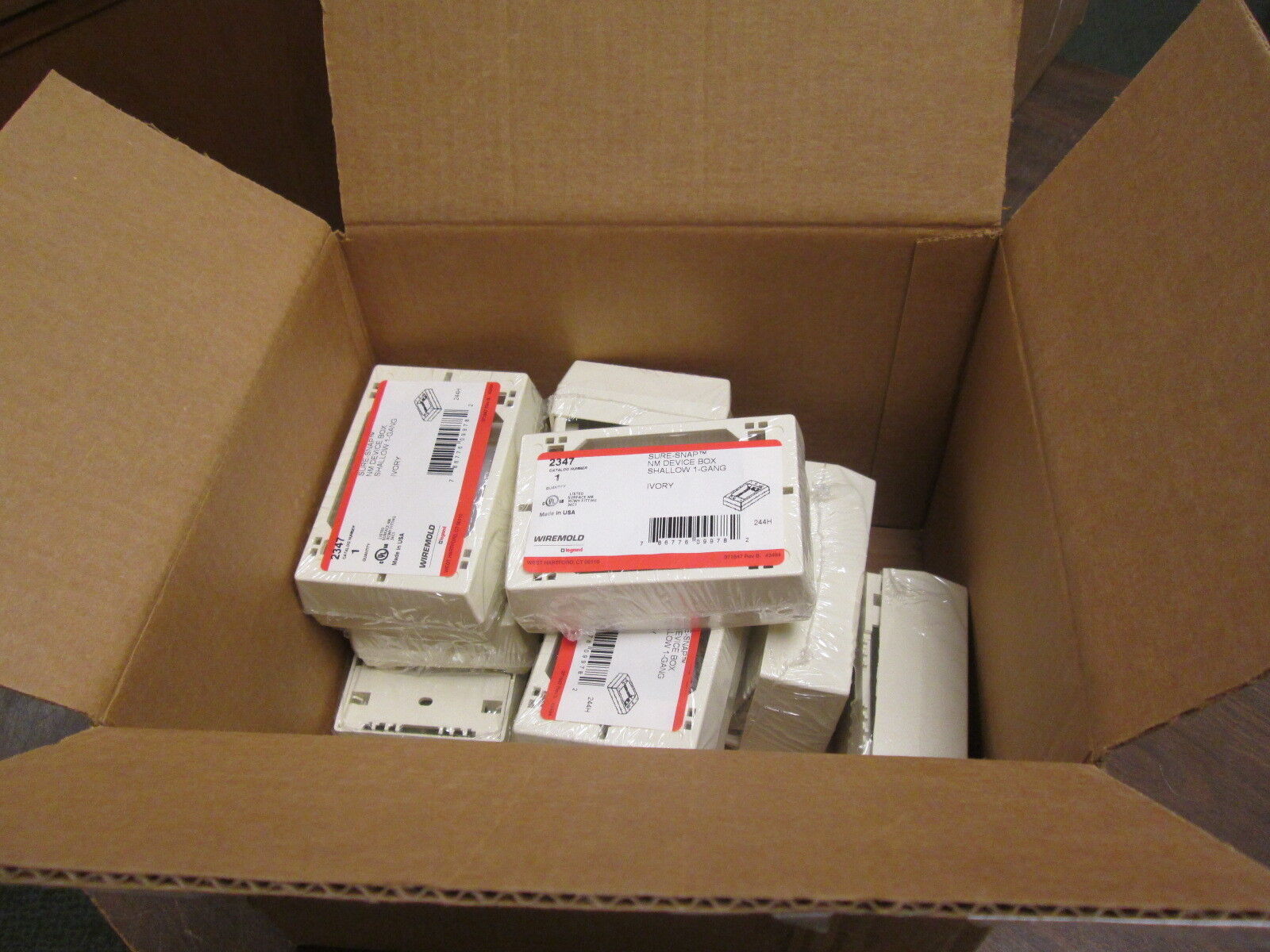 Wiremold Shallow Device Box 2347 Ivory 1-Gang *Box of 9* New Surplus