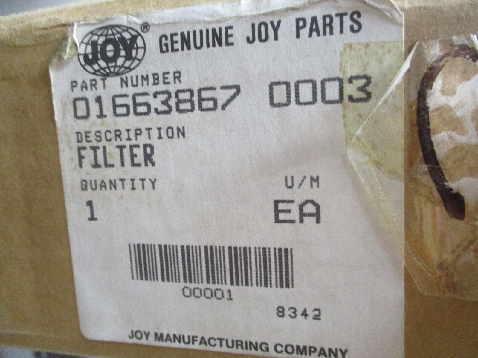 Joy Filter 01663867 0003 New Surplus