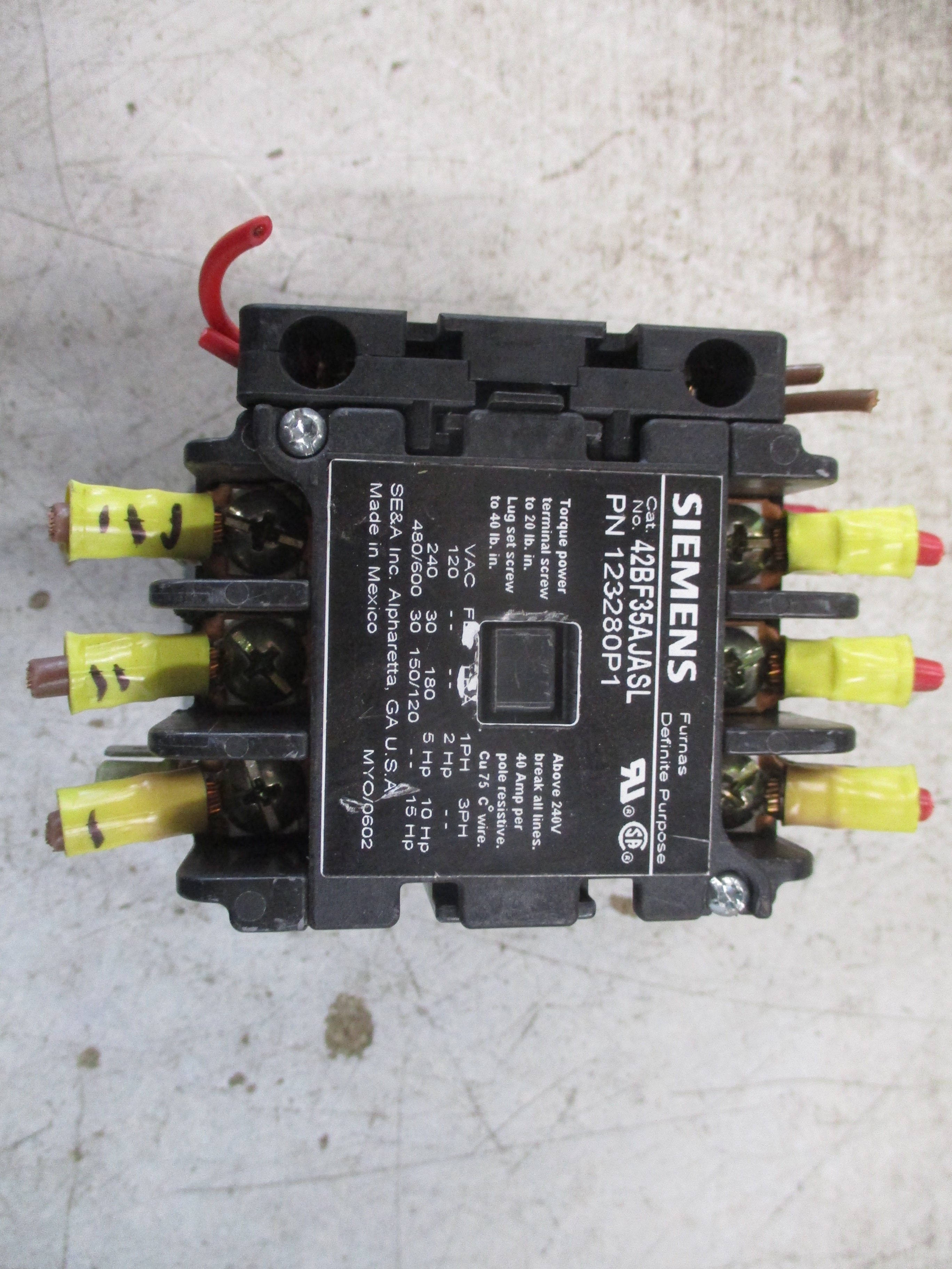 Siemens Contactor 42BF35AJASL 24V Coil 30A 600V Used