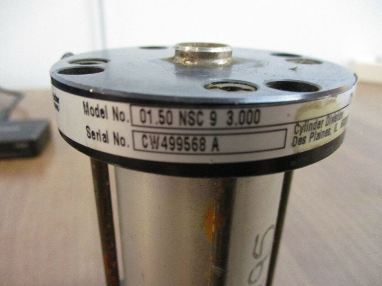 Schrader Bellows Air Cylinder 01.50 NSC 9 3.000 250 PSI Used