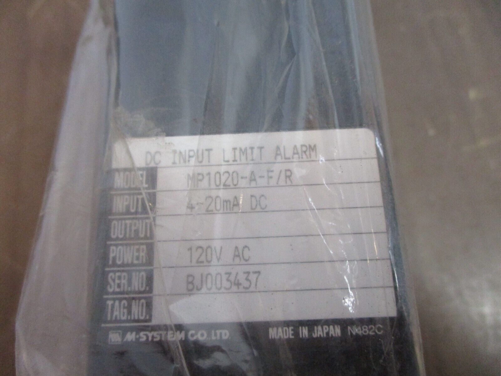 M-System Co. DC Input Limit Alarm MP1020-A-F/R Input: 4-20mA DC Power: 120VAC