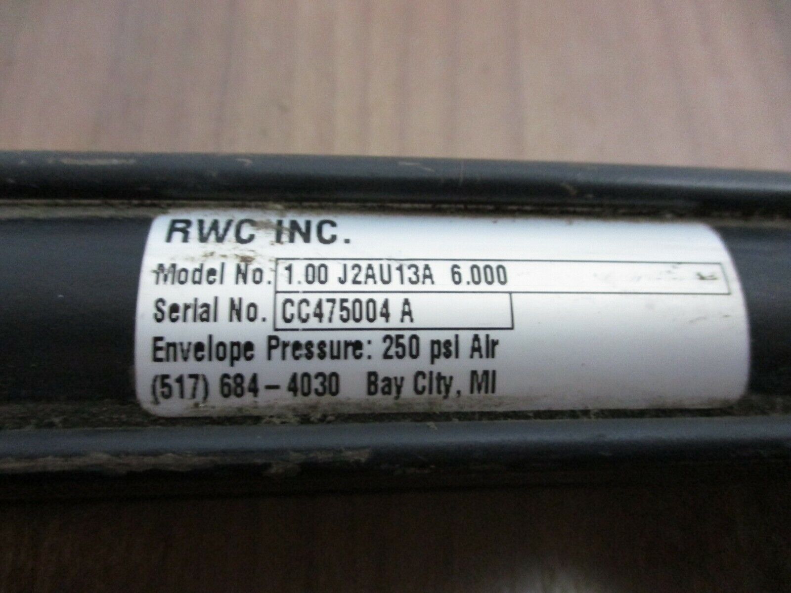 RWC Air Cylinder 1.00 J2AU13A 6.000 250 PSI Used