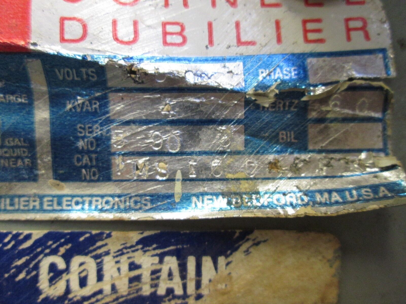 Cornell Dubilier Capacitor IMS10044F33 4 KVAR 480V 60Hz 3Ph Used