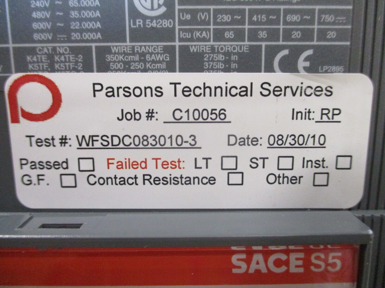 ABB SACE S5 Circuit Breaker S5N 400 400A 600V 3P Used