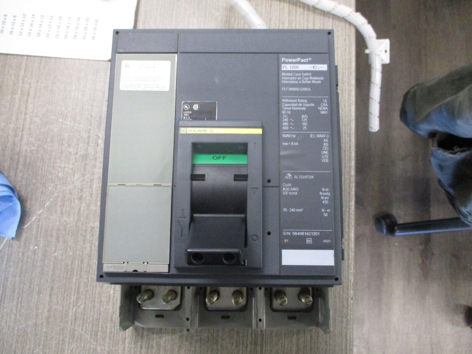 Square D Power Pact Circuit Breaker PL 1200 1200A 480V *No Trip* Used