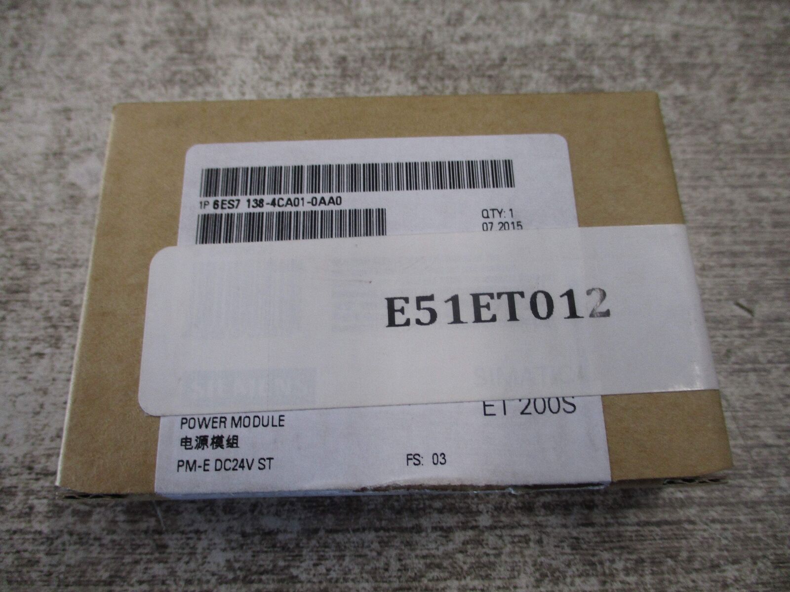 Siemens Simatic Power Module 6ES7 138-4CA01-0AA0 24VDC New Surplus