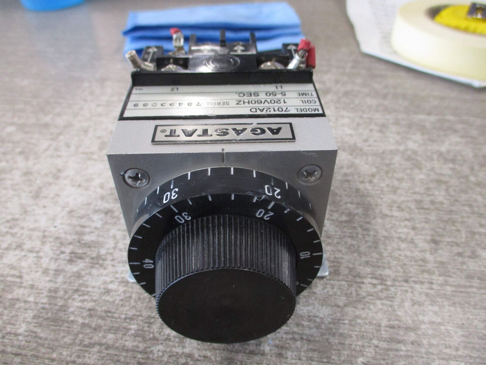 Agastat Timer 7012AD 120V Coil Time: 5-50 sec * Missing (2) Terminal Screws * Us