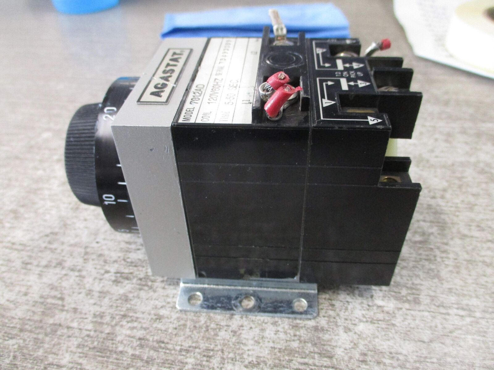 Agastat Timer 7012AD 120V Coil Time: 5-50 sec * Missing (2) Terminal Screws * Us