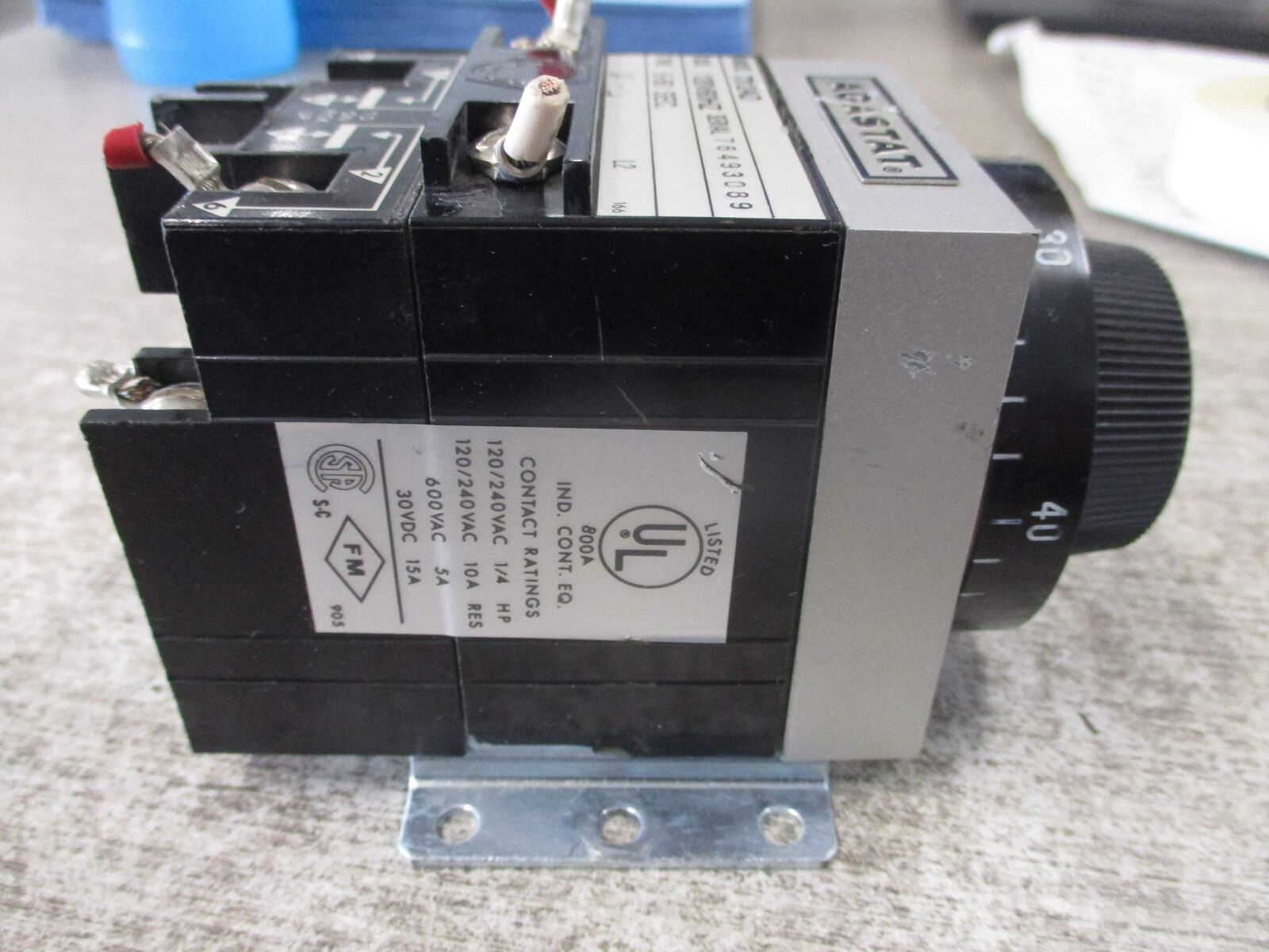 Agastat Timer 7012AD 120V Coil Time: 5-50 sec * Missing (2) Terminal Screws * Us