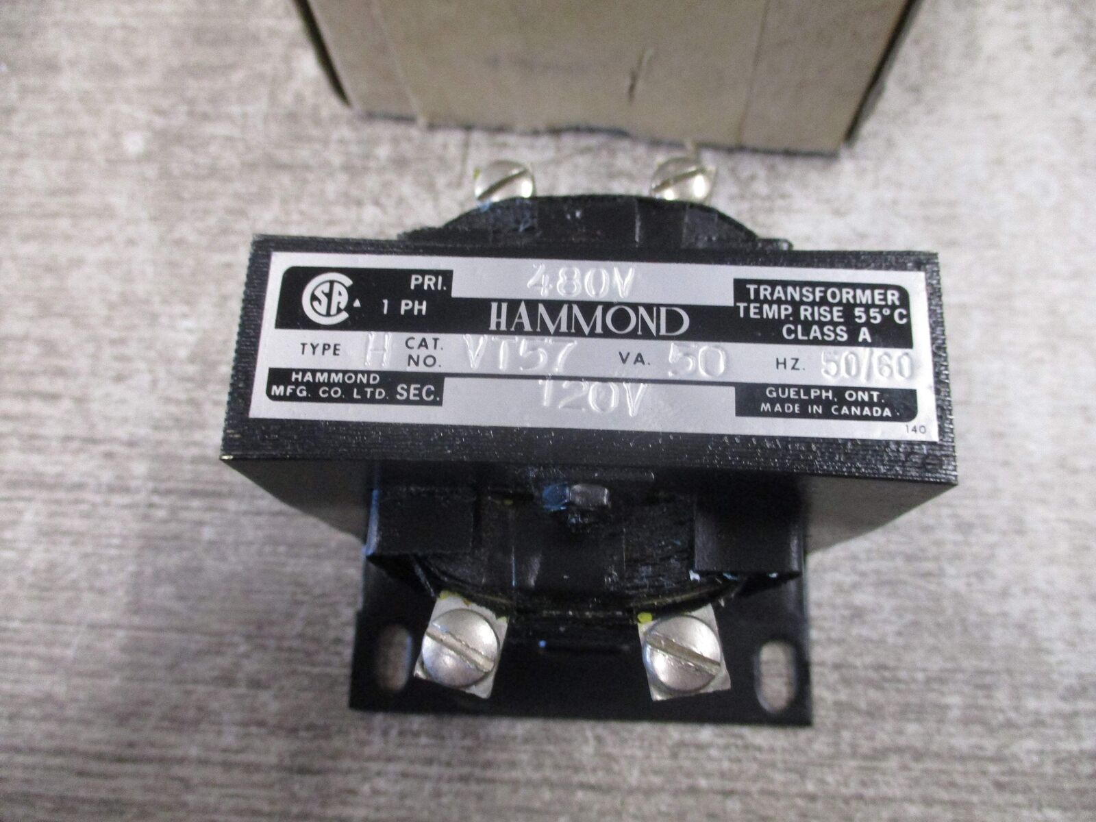Hammond Transformer VT57 50VA Pri: 480V Sec: 120V 50/60Hz New Surplus