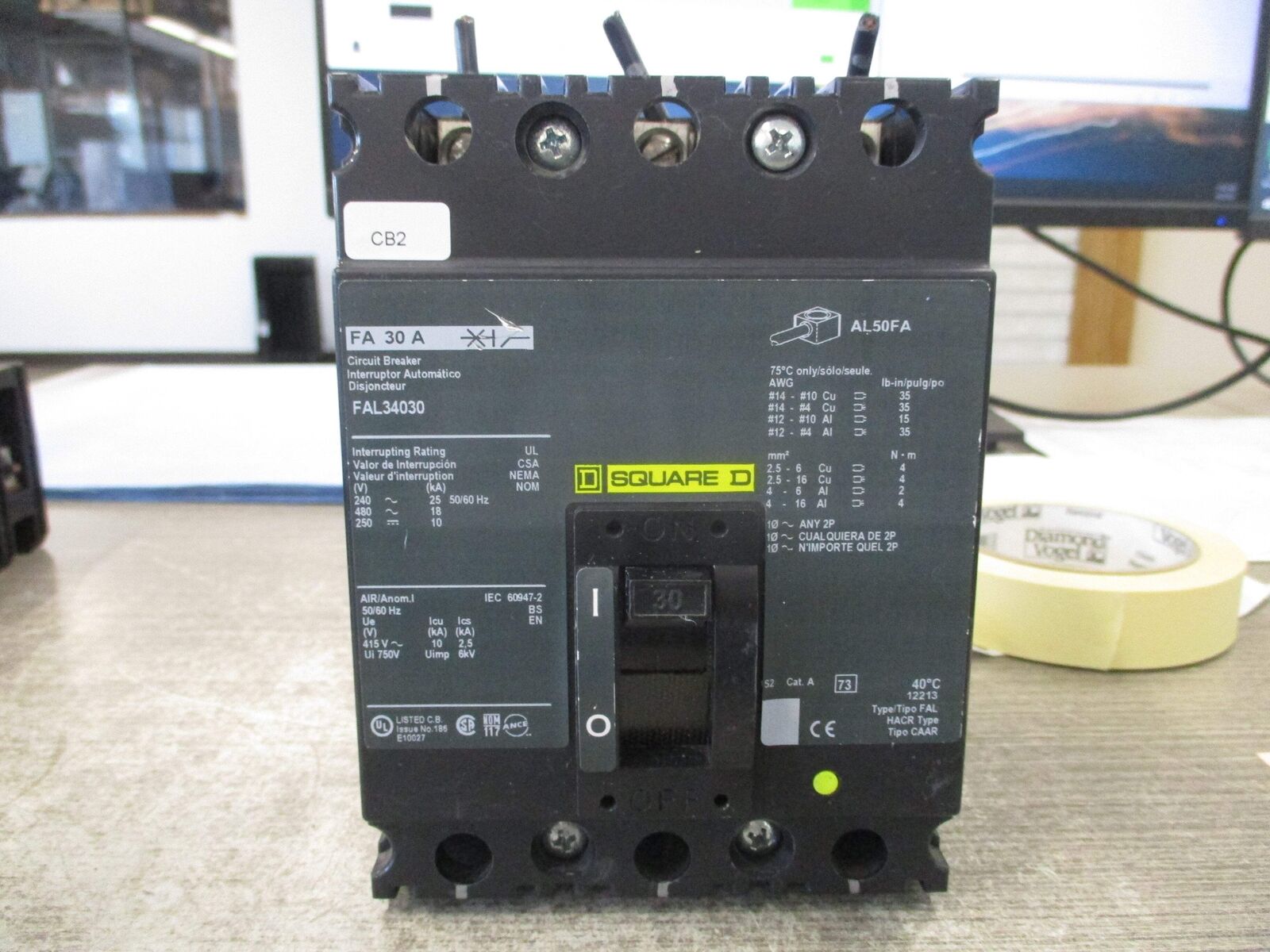Square D Circuit Breaker FAL34030 30A 480V 3P Used