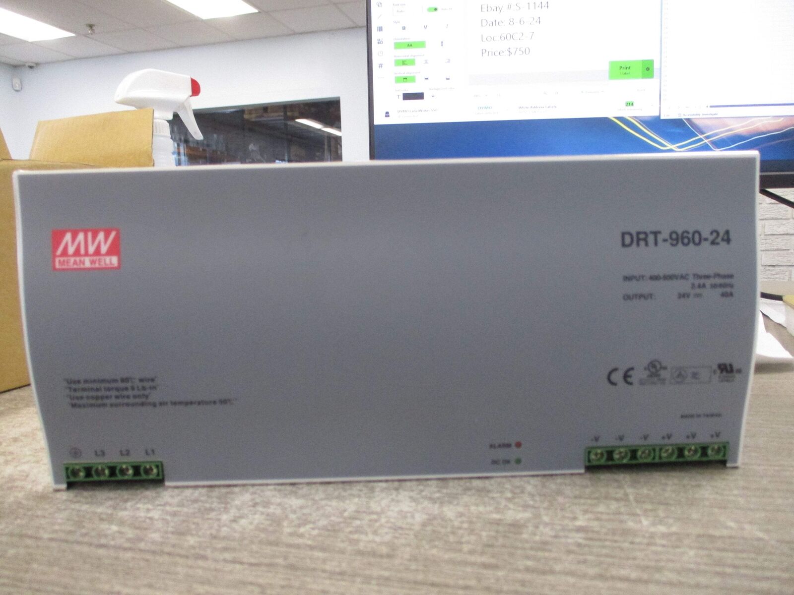 Mean Well Power Supply DRT-960-24 Input: 400-500VAC / 3Ph / 2.4A / 50/60Hz Outpu