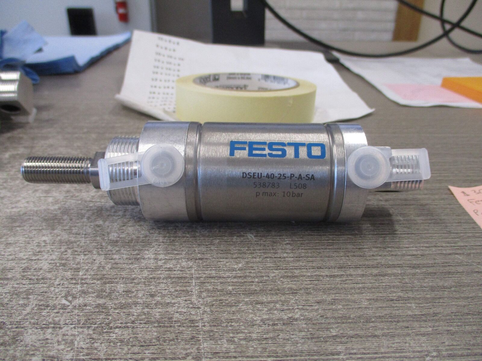Festo Pneumatic Air Cylinder DSEU-40-25-P-A-SA 10 Bar Max Used