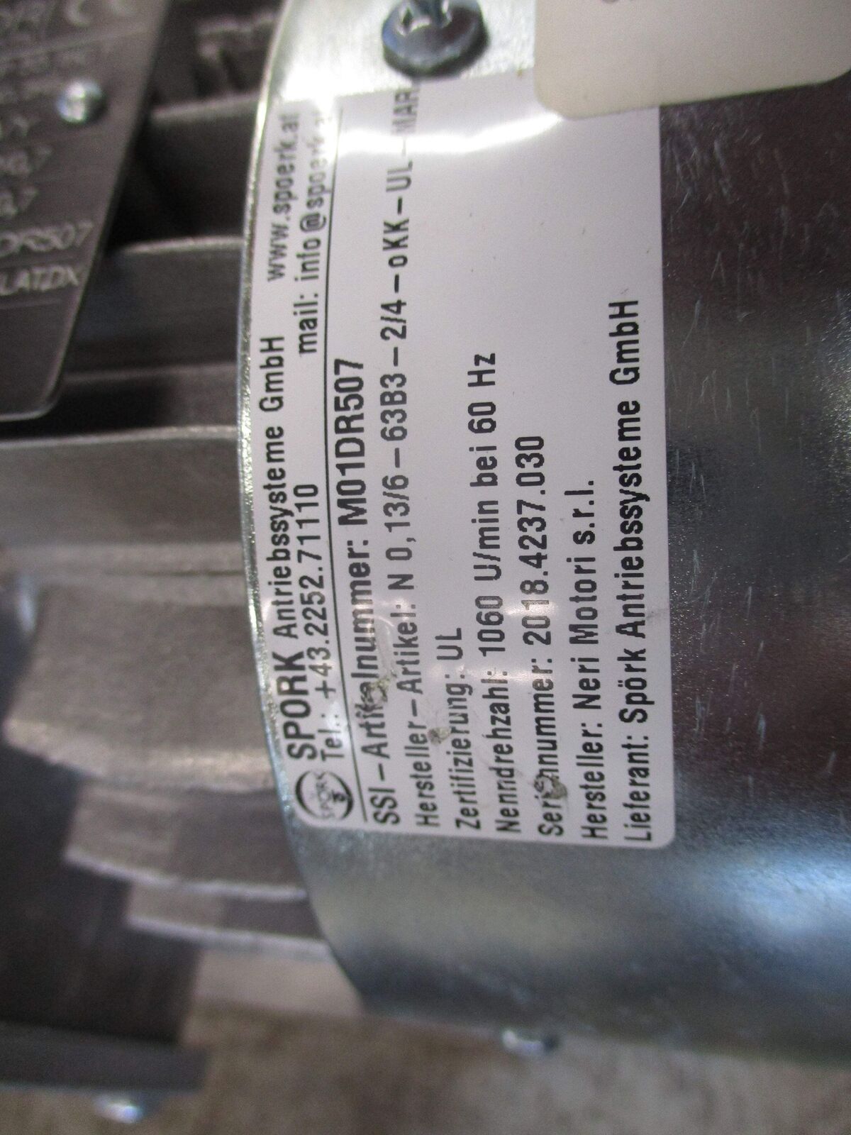 NERIMOTORI Motor T63C6 280/480V 60Hz 0.22HP 0.16kW 1060RPM 1.2/0.7A Used