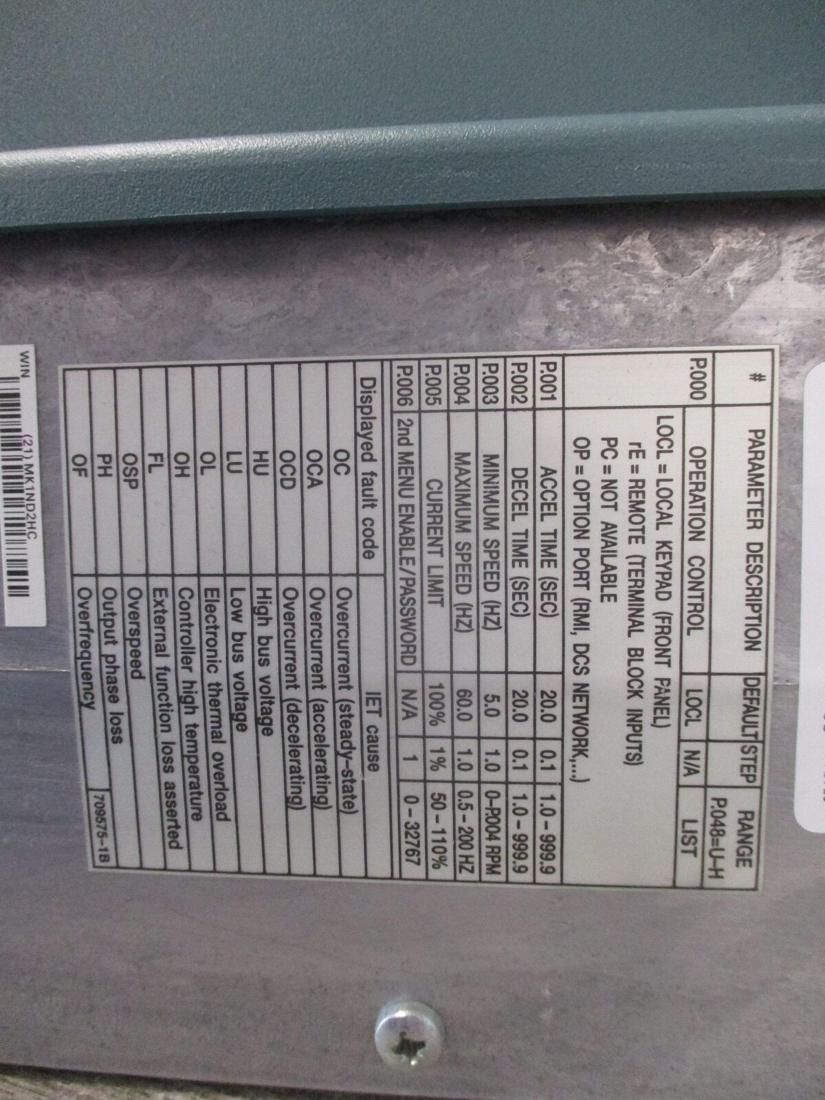 Reliance VTAC7 GV 3000/SE AC Drive 20V4260 20HP 3Ph Input: 380-460VAC 32.7A 3PH