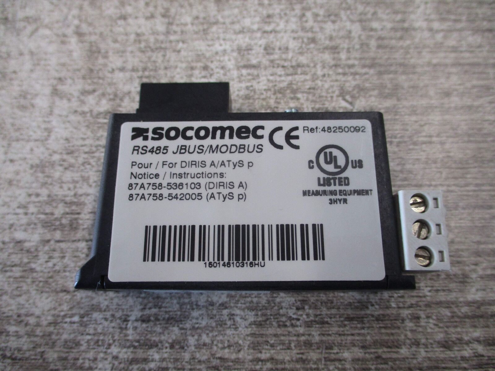 Socomec RS485 JBUS / MODBUS Module 48250092 For DIRIS A/ATyS p Used