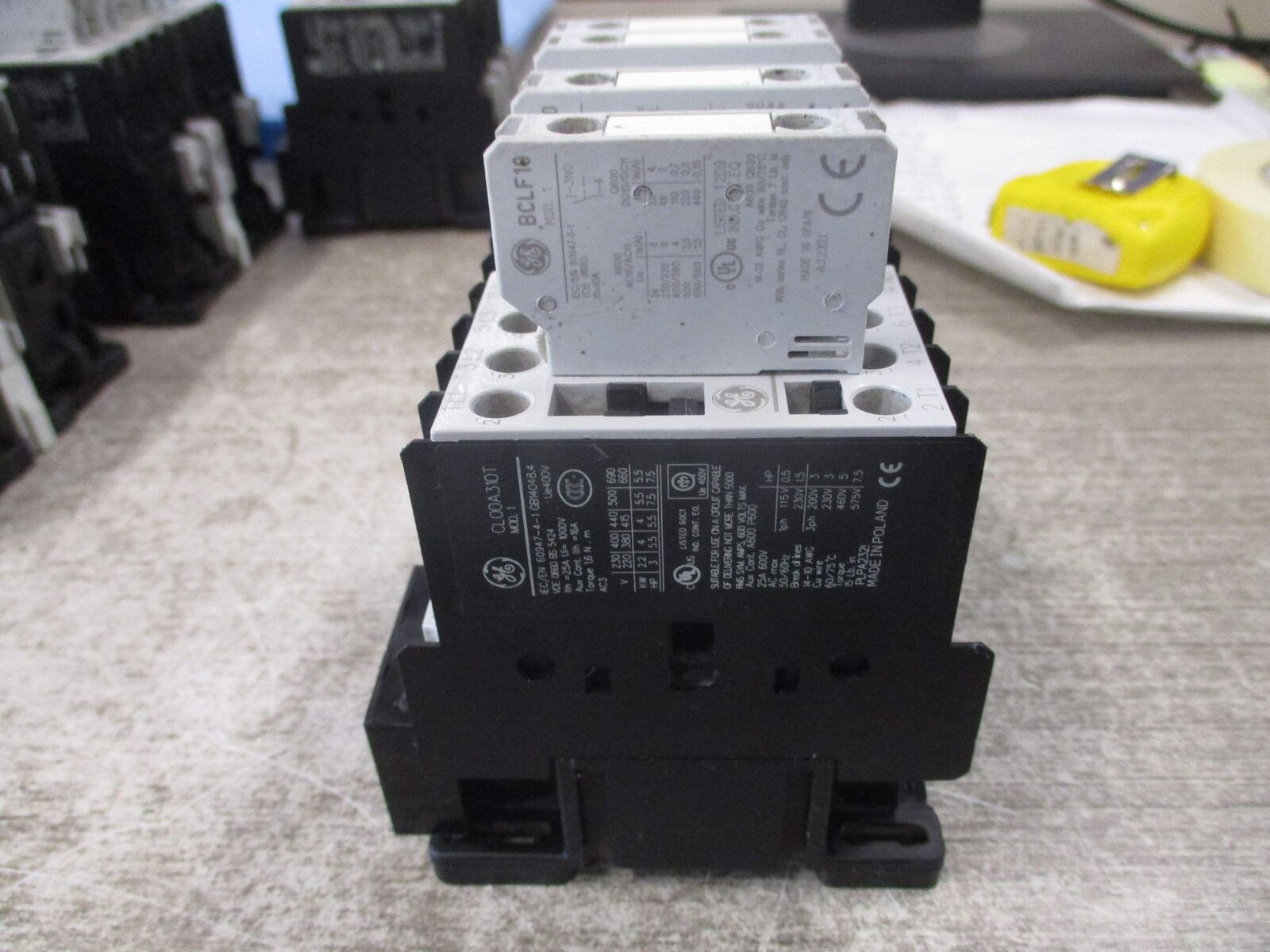 GE Reversing Contactor CL00A310T 120V Coil 25A 600V (4) Aux Contacts Used