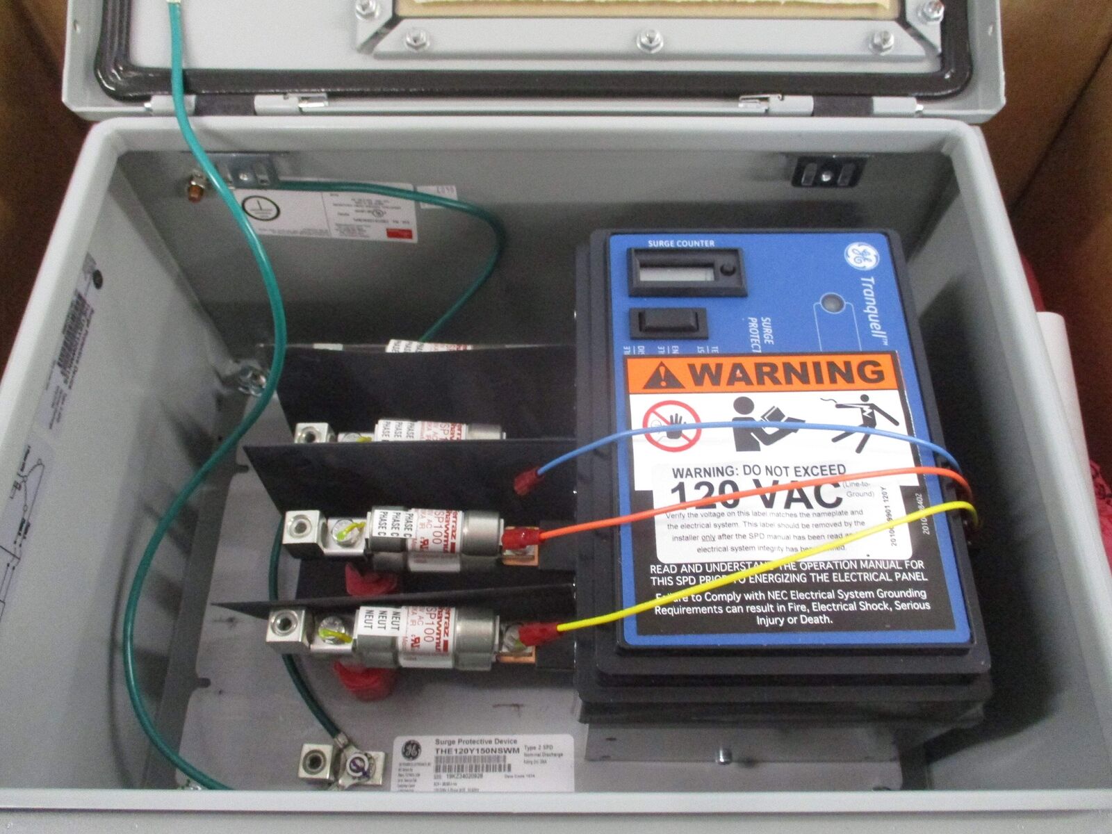 GE Surge Protective Device THE120Y150WMN12S 120/208V 3Ph 50/60Hz MCOV: L-N/G 150