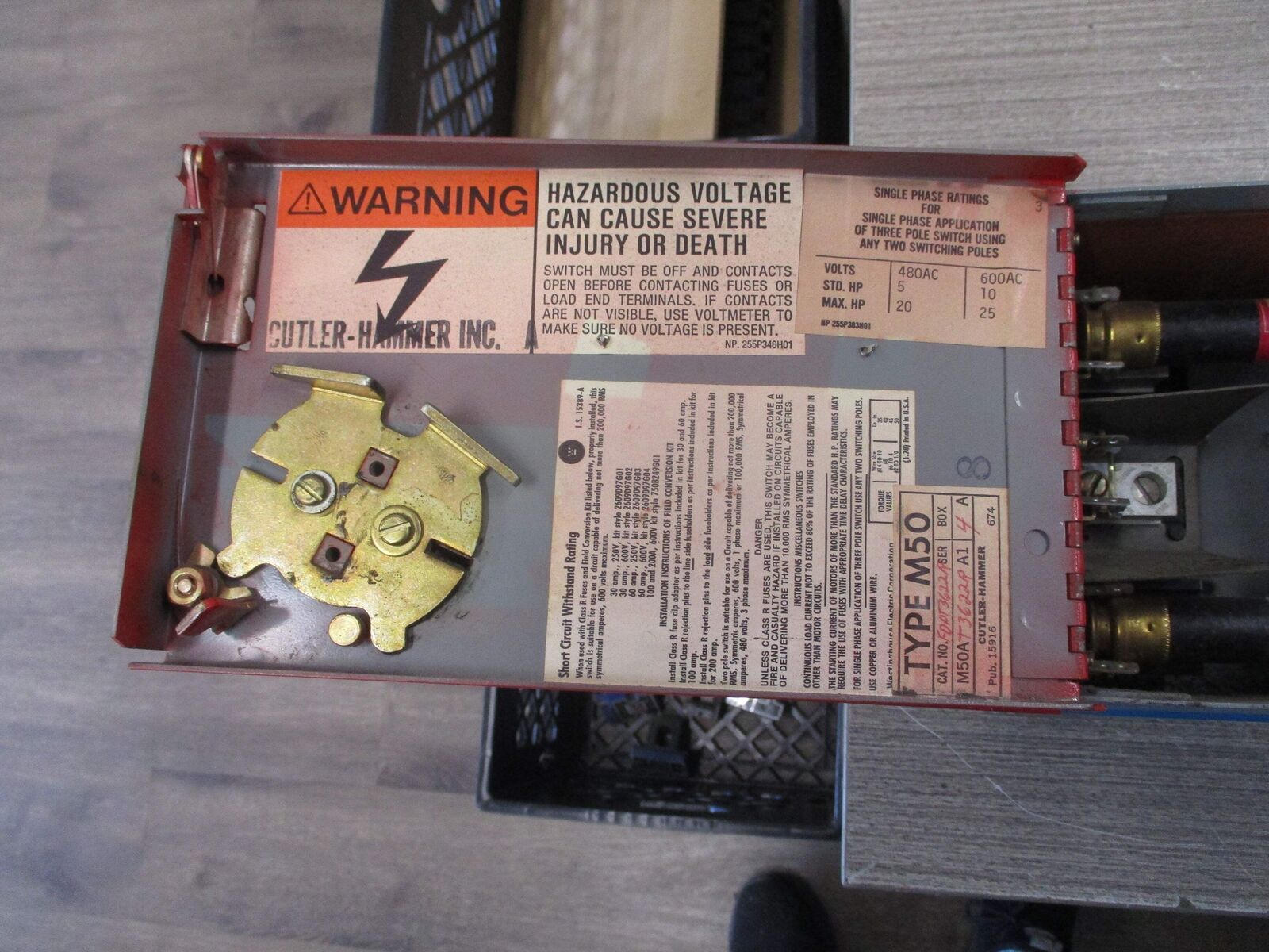 Cutler-Hammer Type M50 Dual Panelboard Switch FDPT3622R 60A 600V 3P W/Mounting H