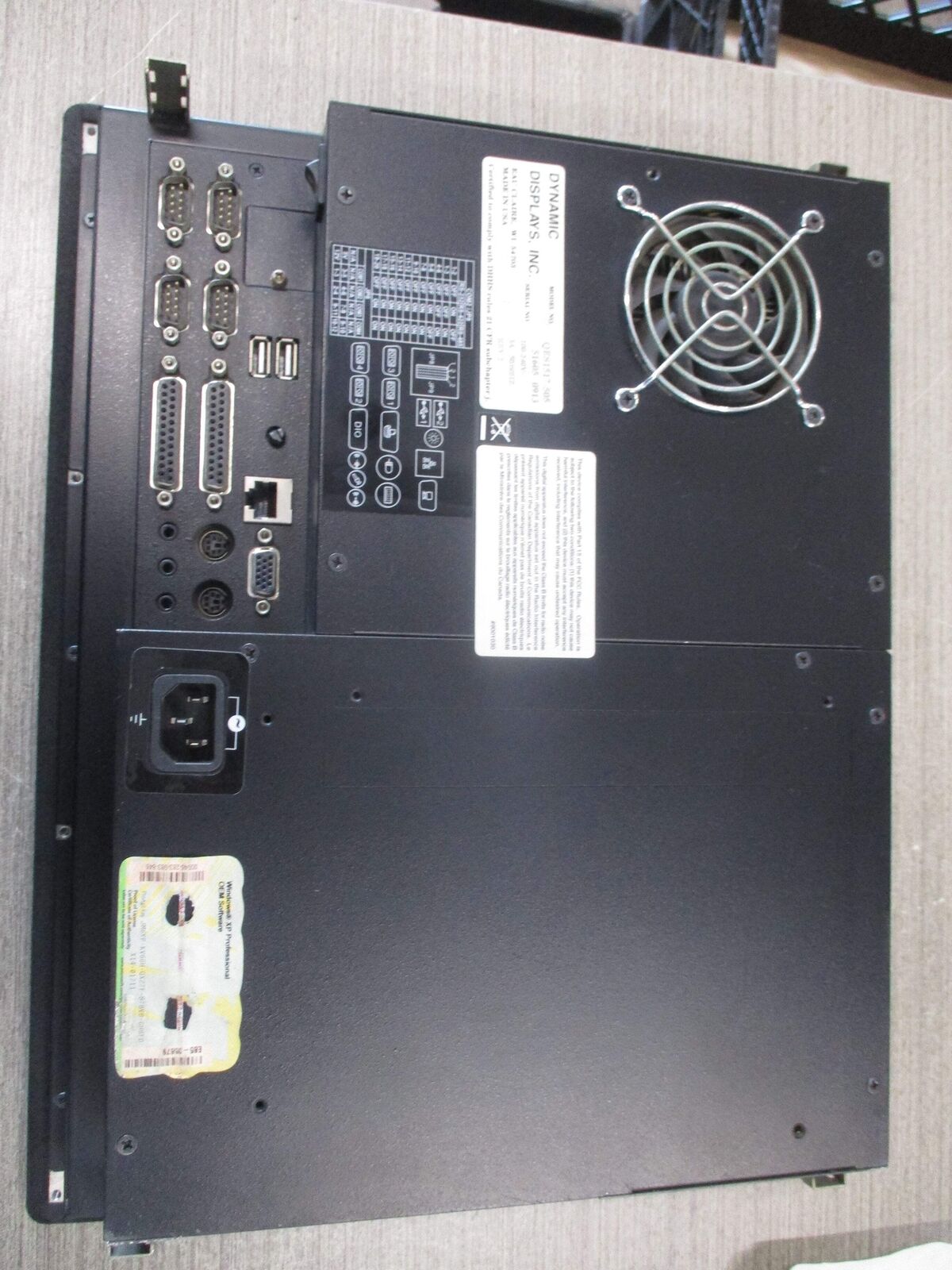 Dynamic Displays,Inc. Industrial Panel PC QES1517-505 Rev. 2 17" 100-240V 3A 50/