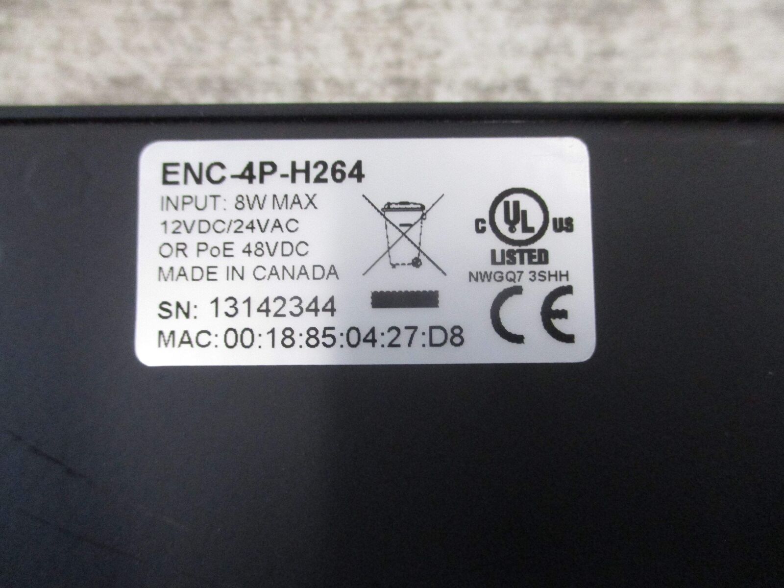 Avigilon Analog Video Encoder ENC-4P-H264 12VDC 24VAC 4-Port Used