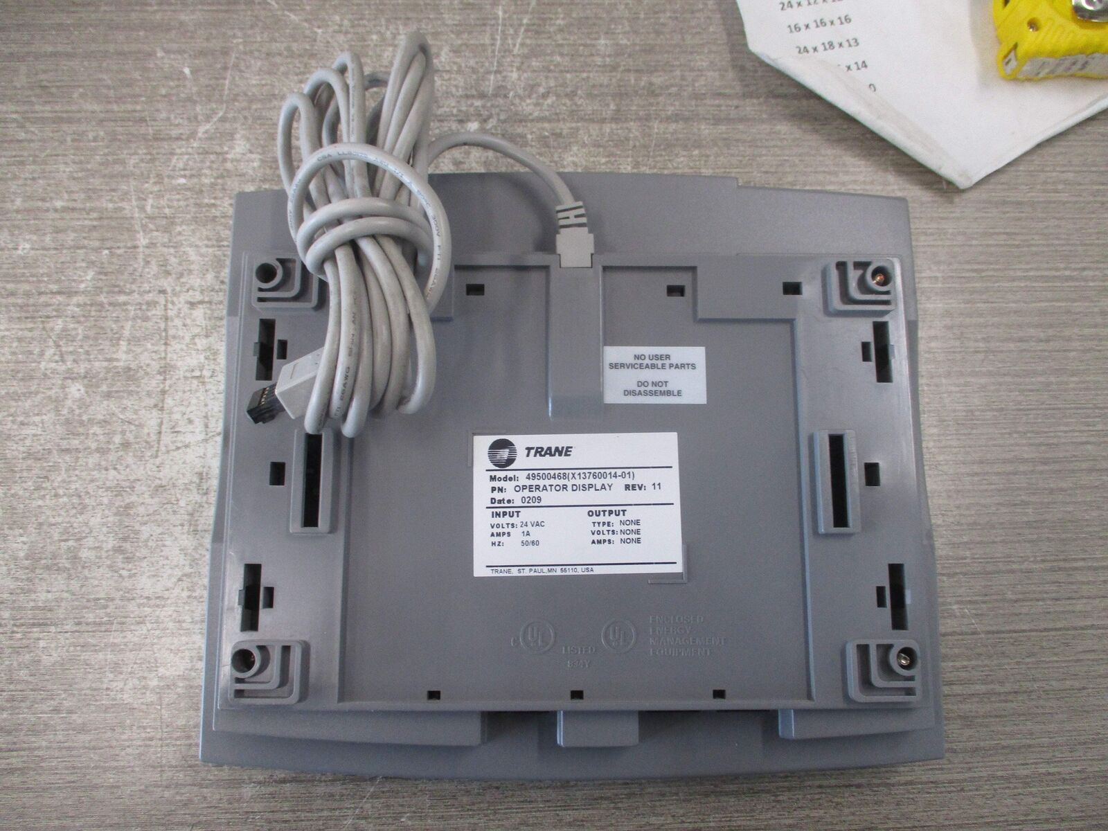 Trane Operator Display 49500468(X13760014-01) Rev. 11 24VAC 1A 50/60Hz Used