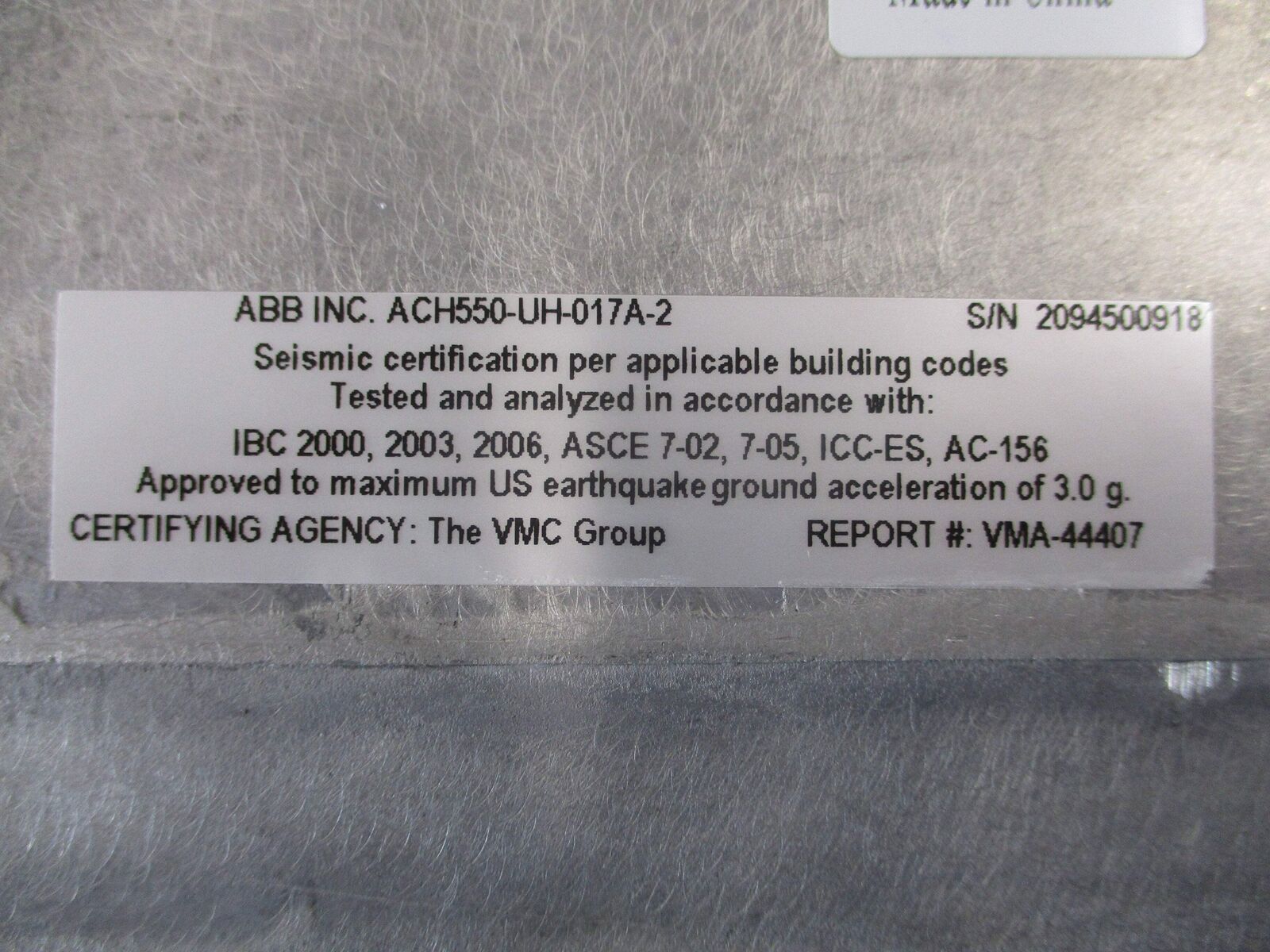 ABB ACH550 AC Drive ACH550-UH-017A-2 5HP/2HP Input: 3PH 48-63HZ 208-240VAC 17A /