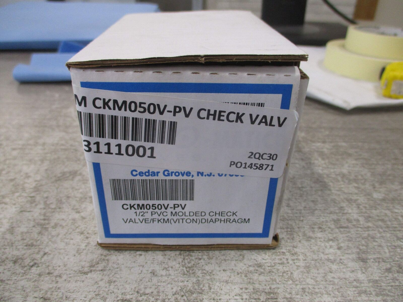 Plast-O-Matic True Blue Check Valve CKM050V-PV 1/2" New Surplus