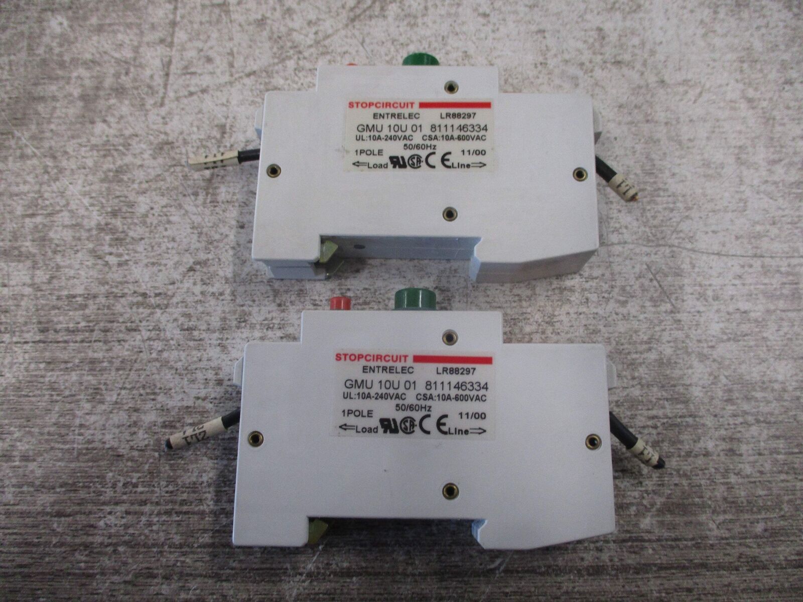 Entrelec Circuit Breaker GMU 10U 01 10A 240/600V 1Ph * Lot of 2 * Used