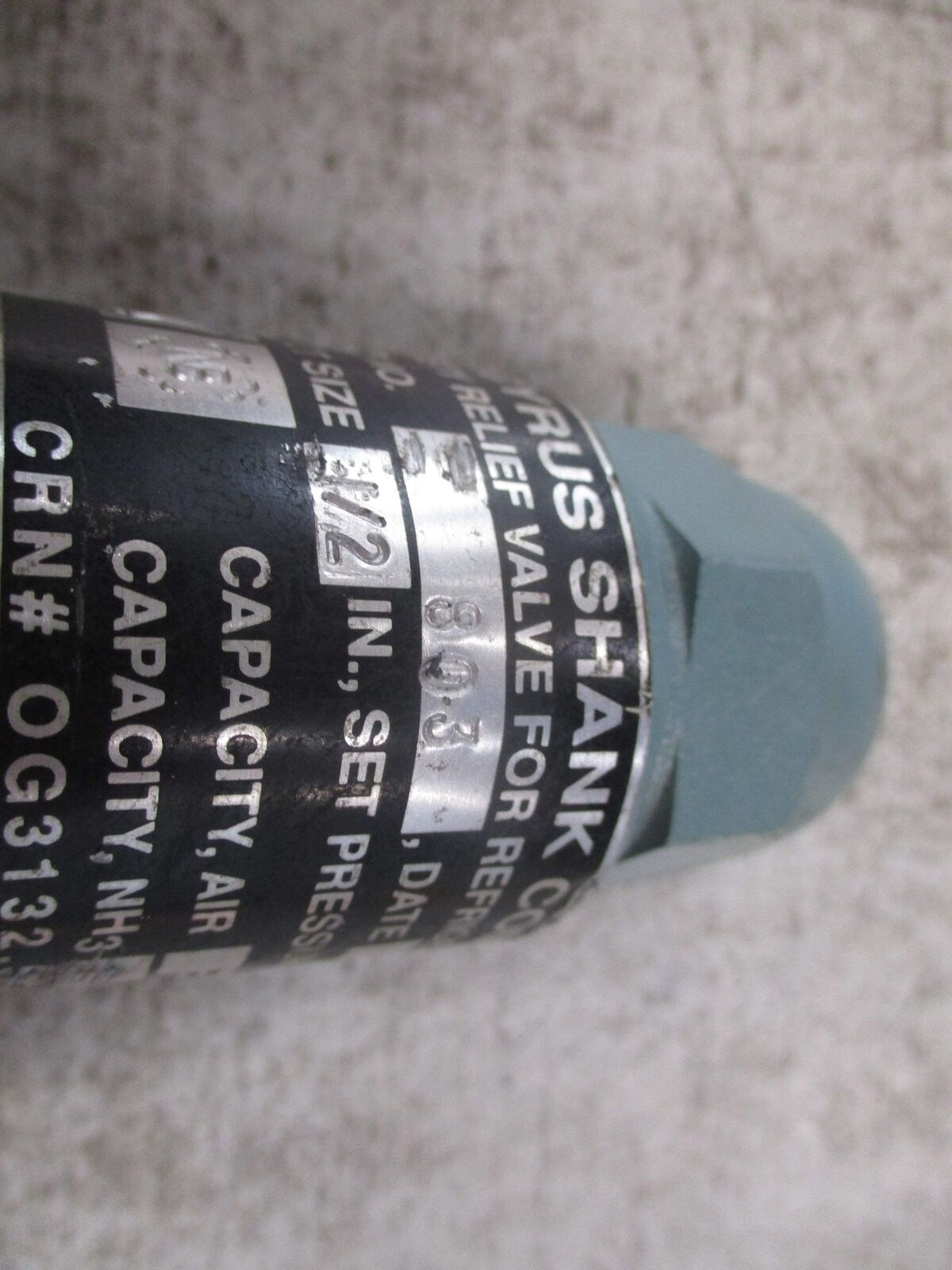 Cyrus Shank Safety Relief Valve 803 1/2" 300PSIG 689 SCFM Used