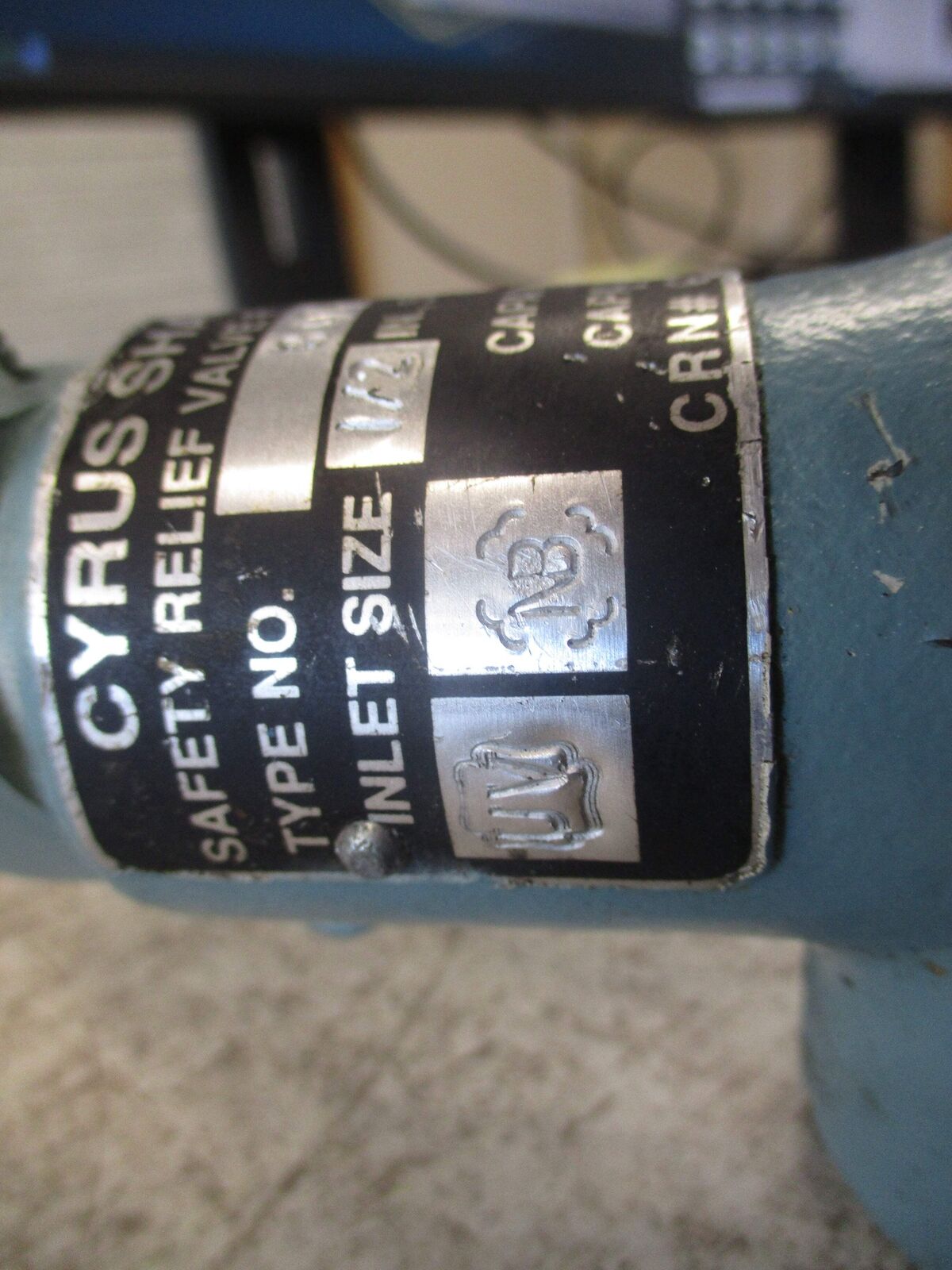 Cyrus Shank Safety Relief Valve 803 1/2" 689SCFM 300PSIG W/Gauge Used