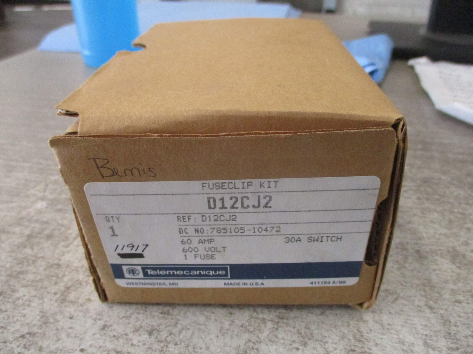 Telemecanique Fuseclip Kit D12CJ2 60A 600V New Surplus