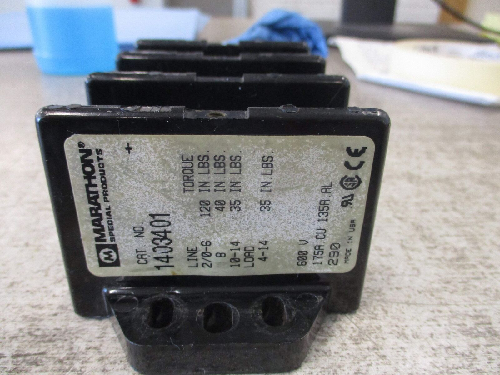 Marathon Power Distribution Block 1403401 175A 600V 3P Line: 2/0-6,8,10-14 Load: