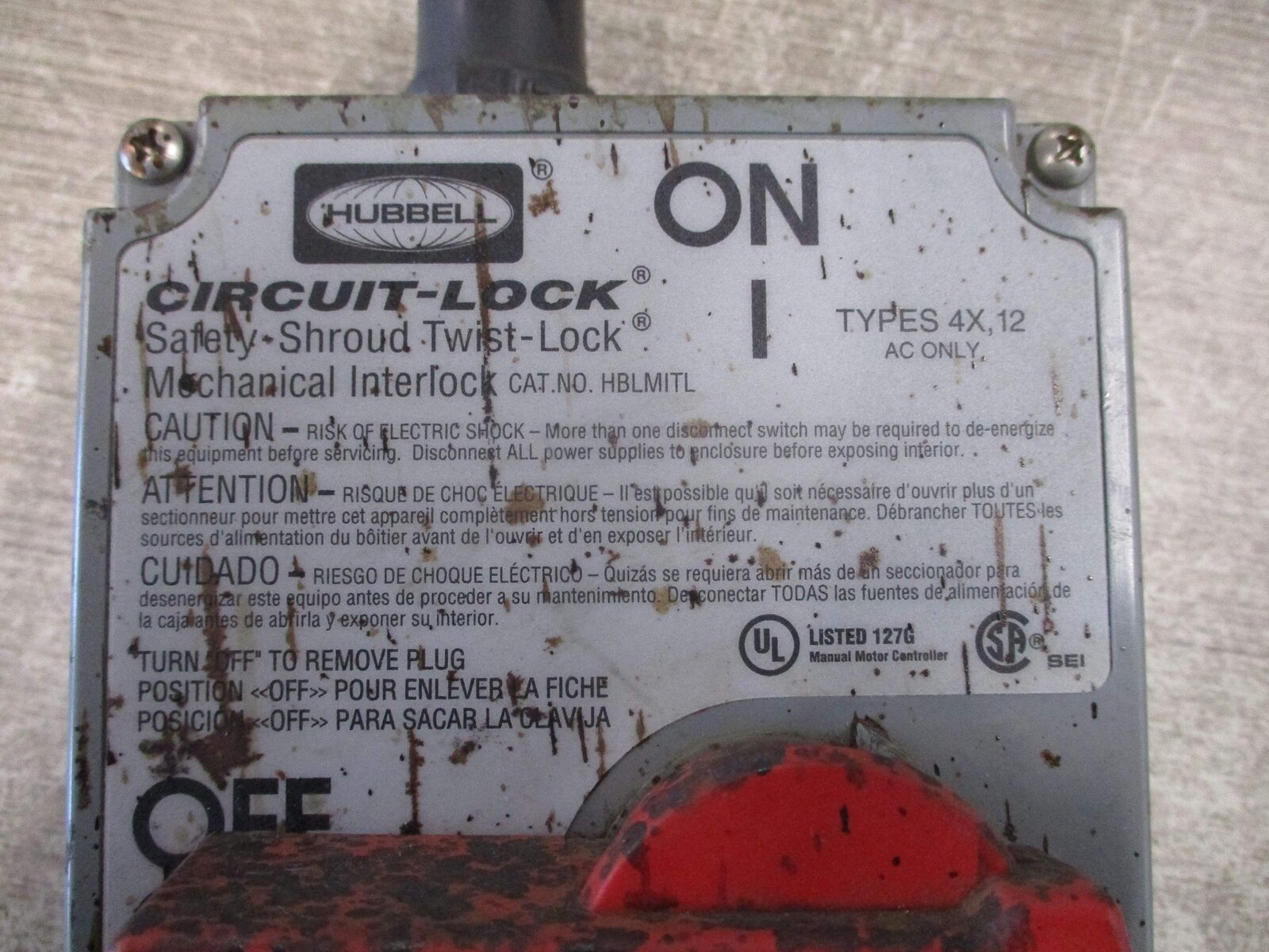 Hubbell Circuit-Lock Mechanical Interlock HBLMITL/HBL2730SW 30A 3Ph 480V Type 4X