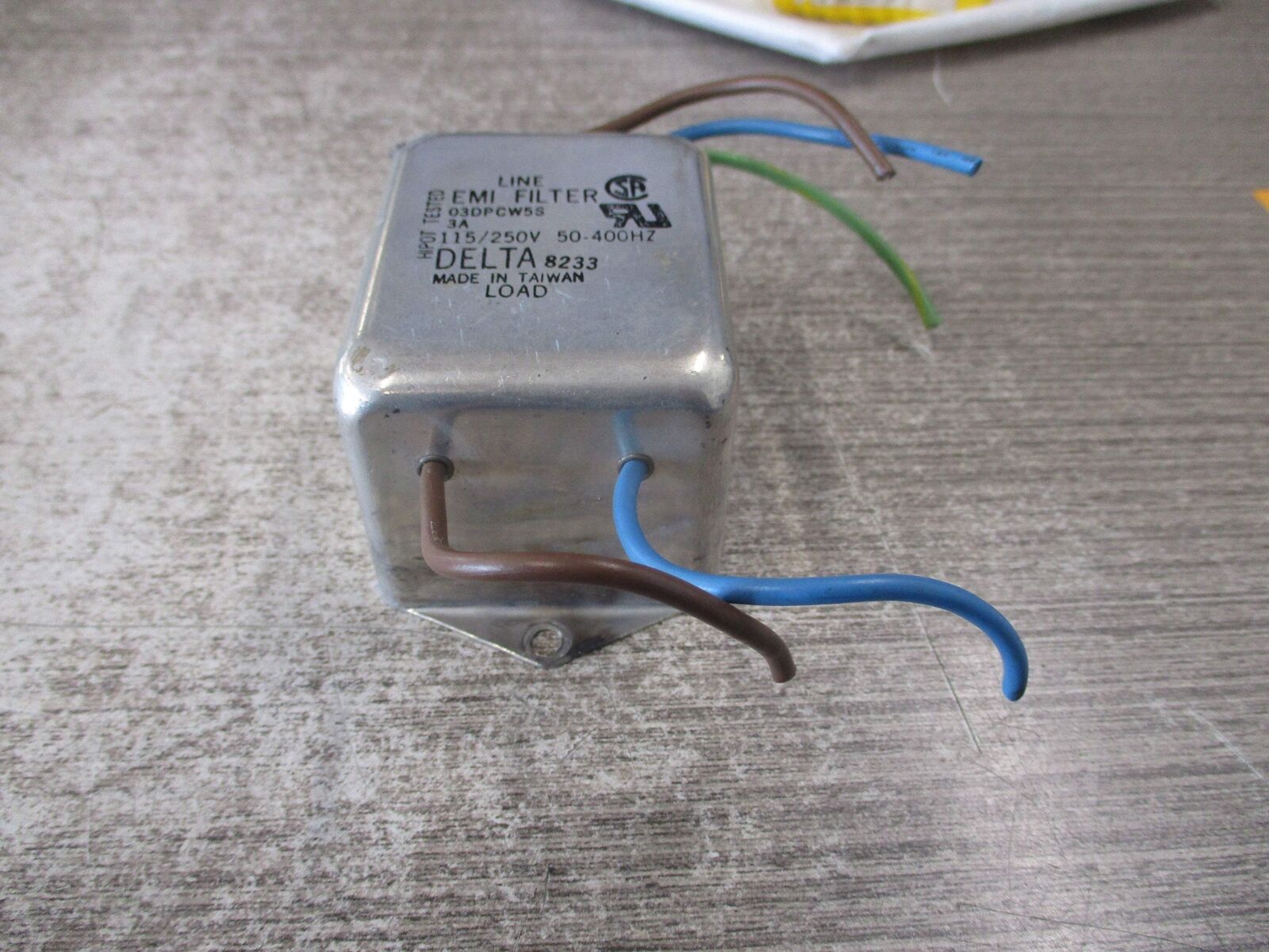 Delta EMI Filter 03DPCW5S 115/250V 50-400Hz Used