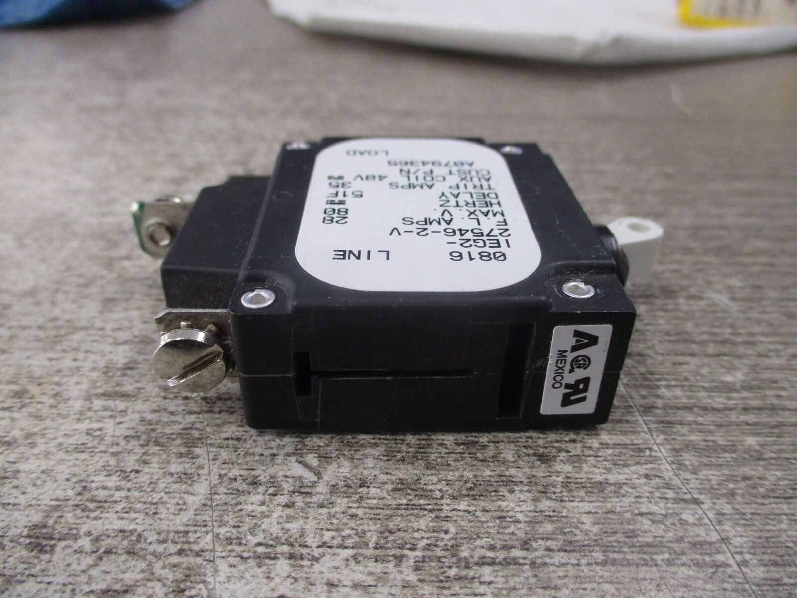 Airpax DC Circuit Breaker IEG2-27546-2-V 28A 80VDC 1P Used