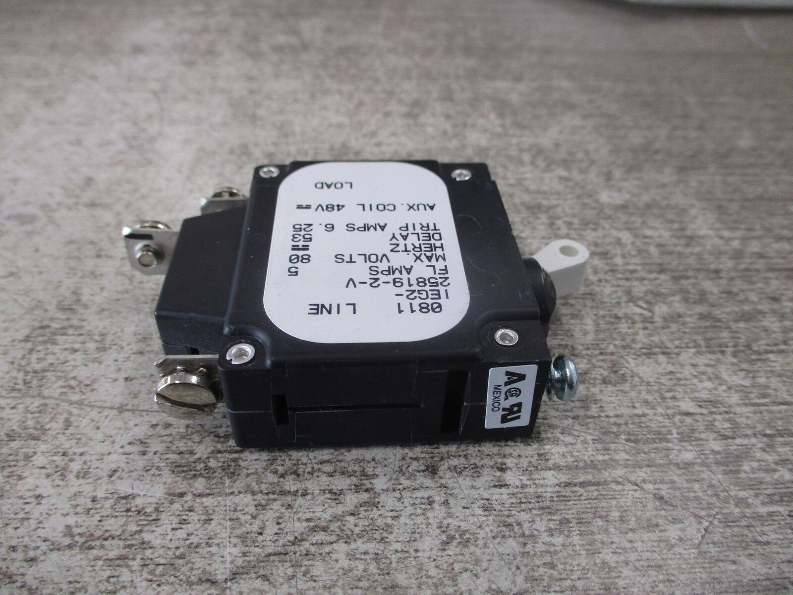 Airpax DC Circuit Breaker IEG2-25819-2-V 5A 80VDC 1P Used