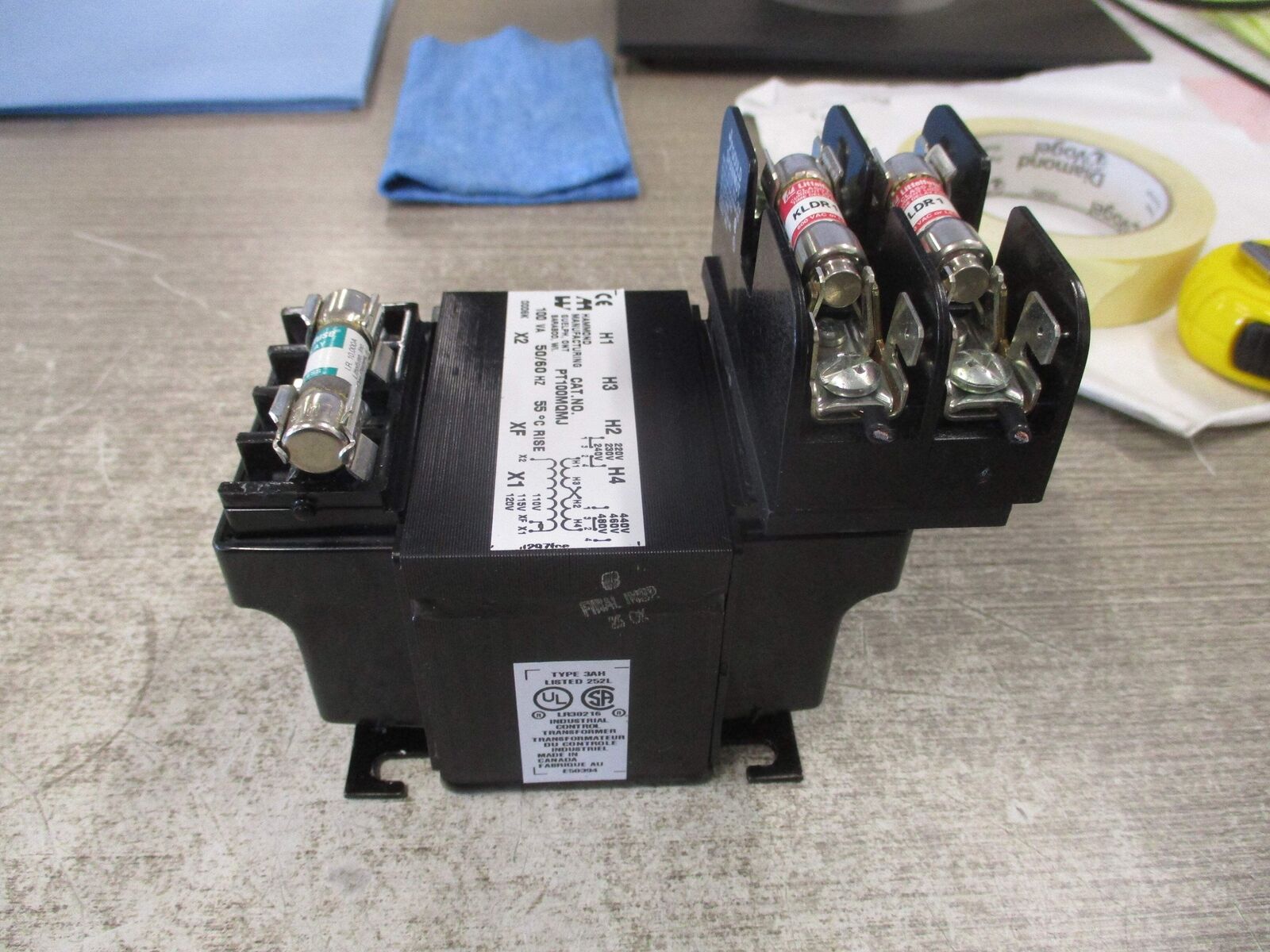 Hammond Transformer PT100MQMJ 100VA Pri: 240/480V Sec: 120V 50/60Hz Used