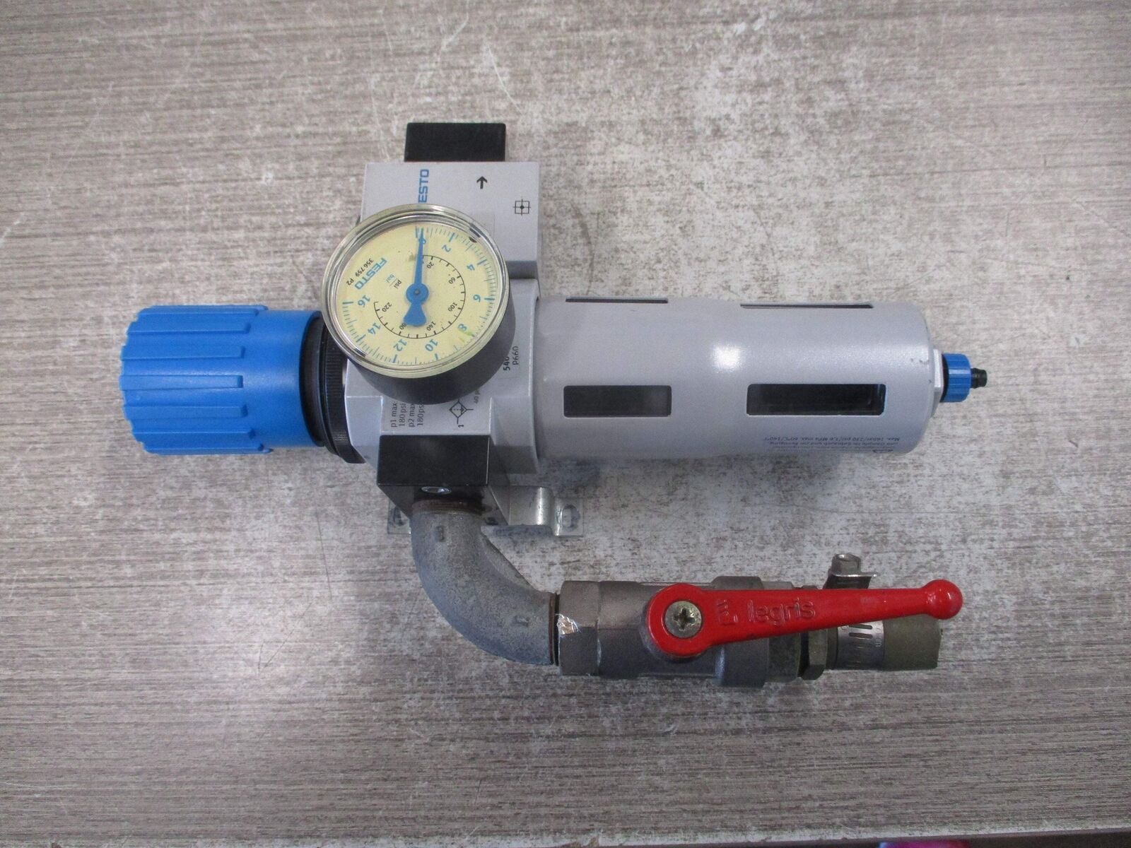 Festo Filter Regulator LFR-D-MIDI-A/FRZ-D-MIDI 180PSI Max Used
