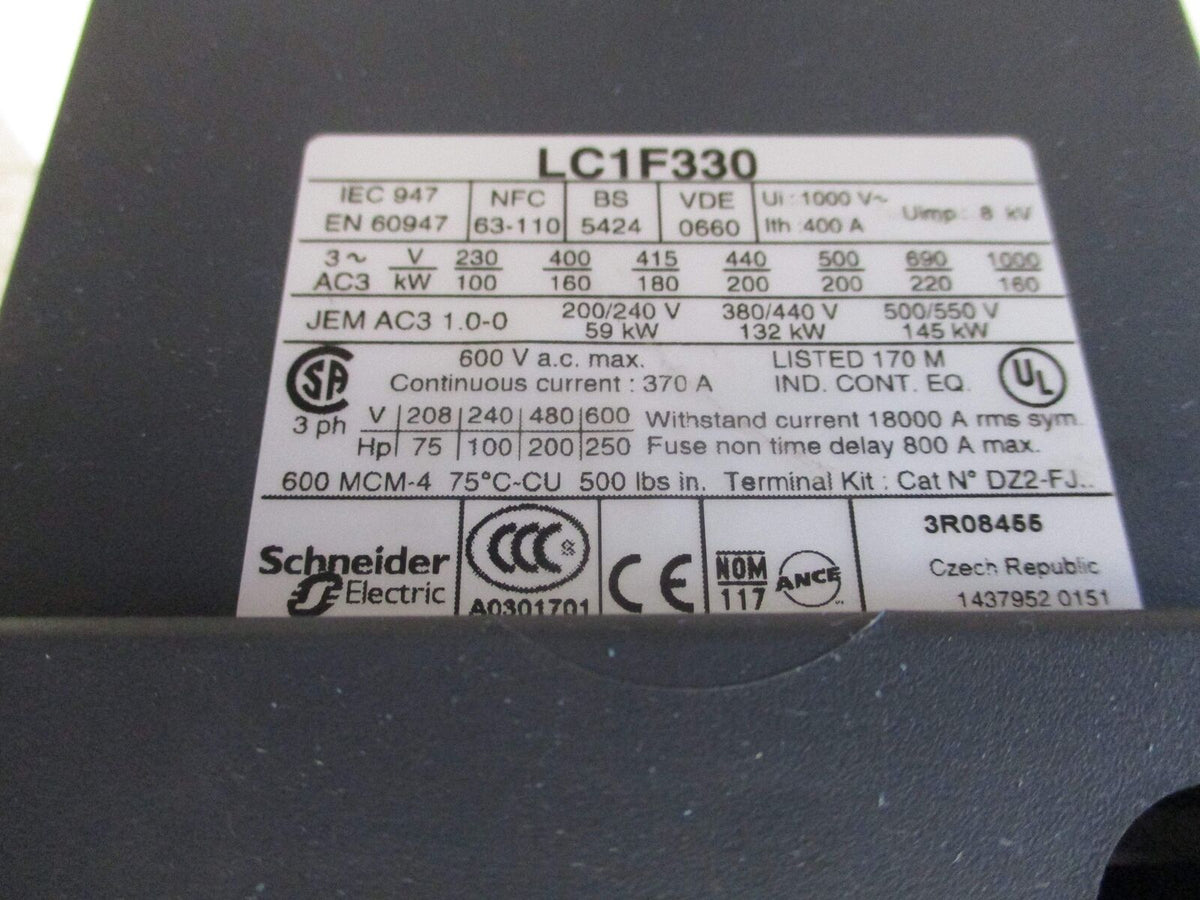 Telemecanique Contactor LC1 F330 120-127V Coil *Chipped Aux Block* Used