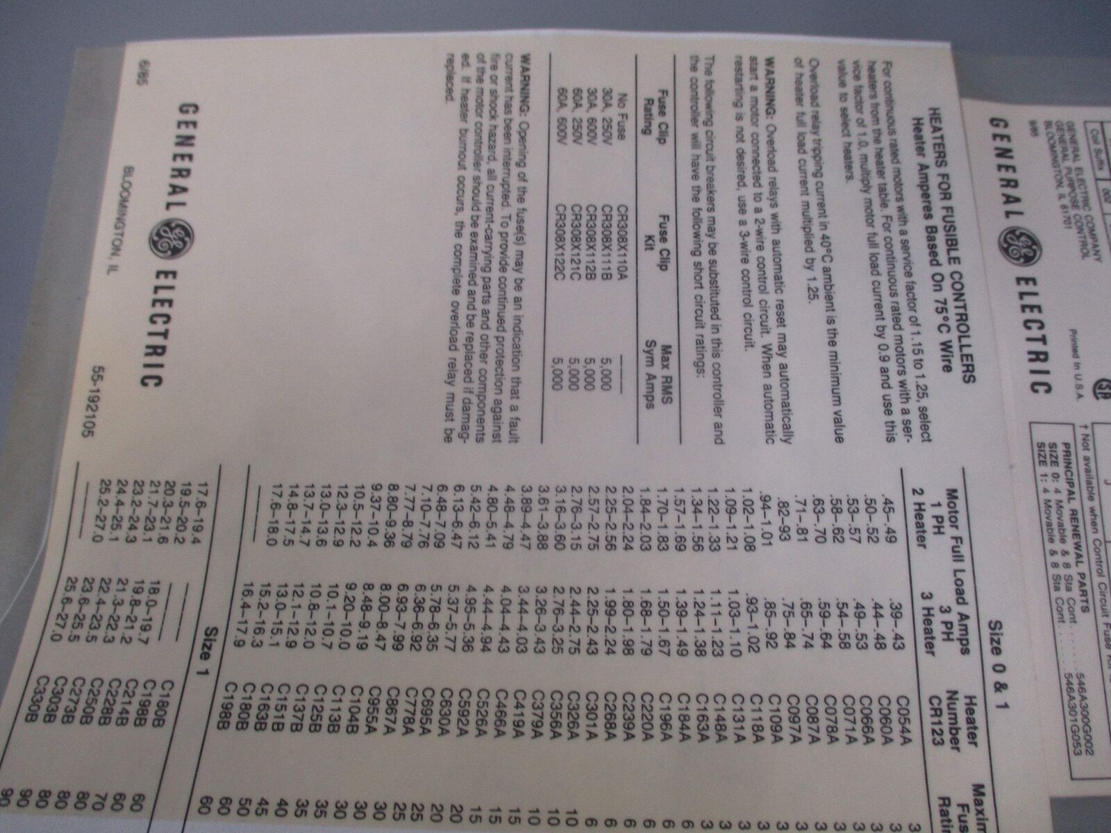 GE Nema 3R Non-Fusible Size 0 Combination CR308B600ACEA 120V Coil Used